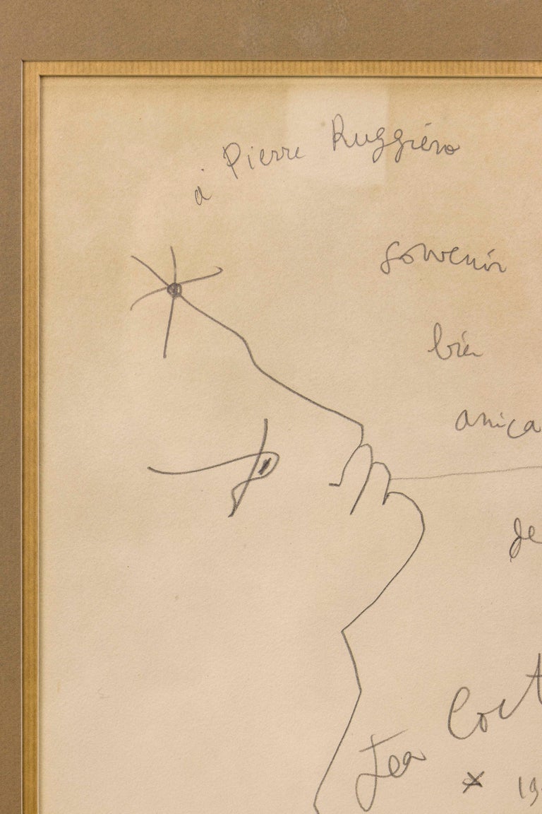 Jean Cocteau Drawing, circa 1952, France For Sale at 1stdibs