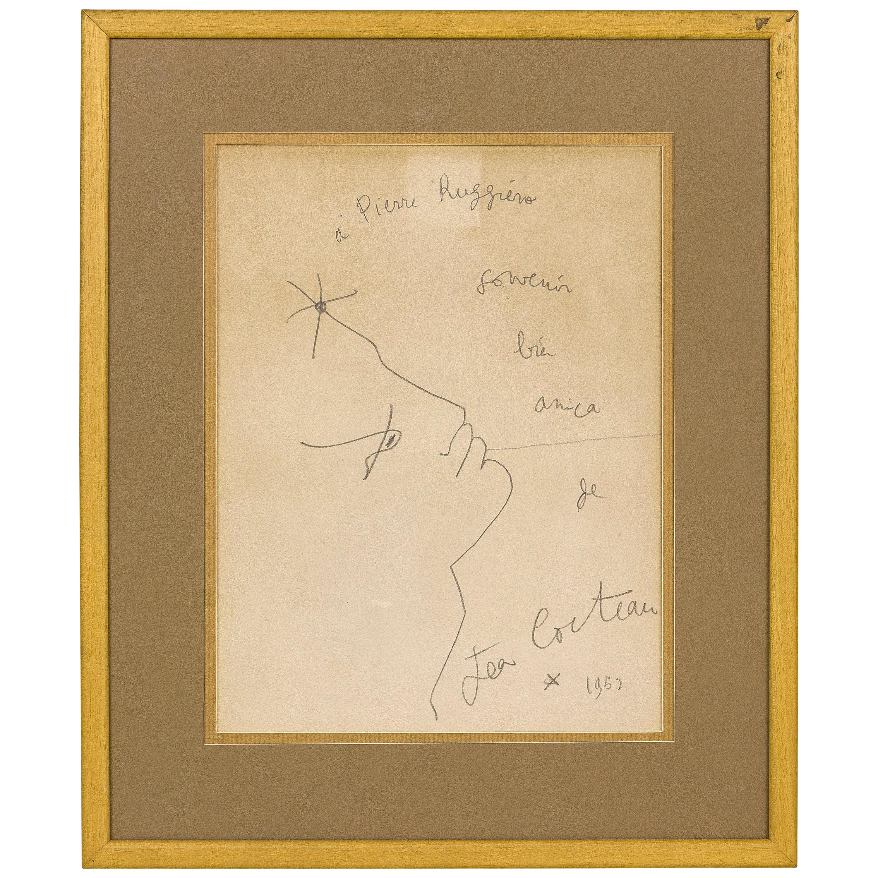 Jean Cocteau Drawing, circa 1952, France