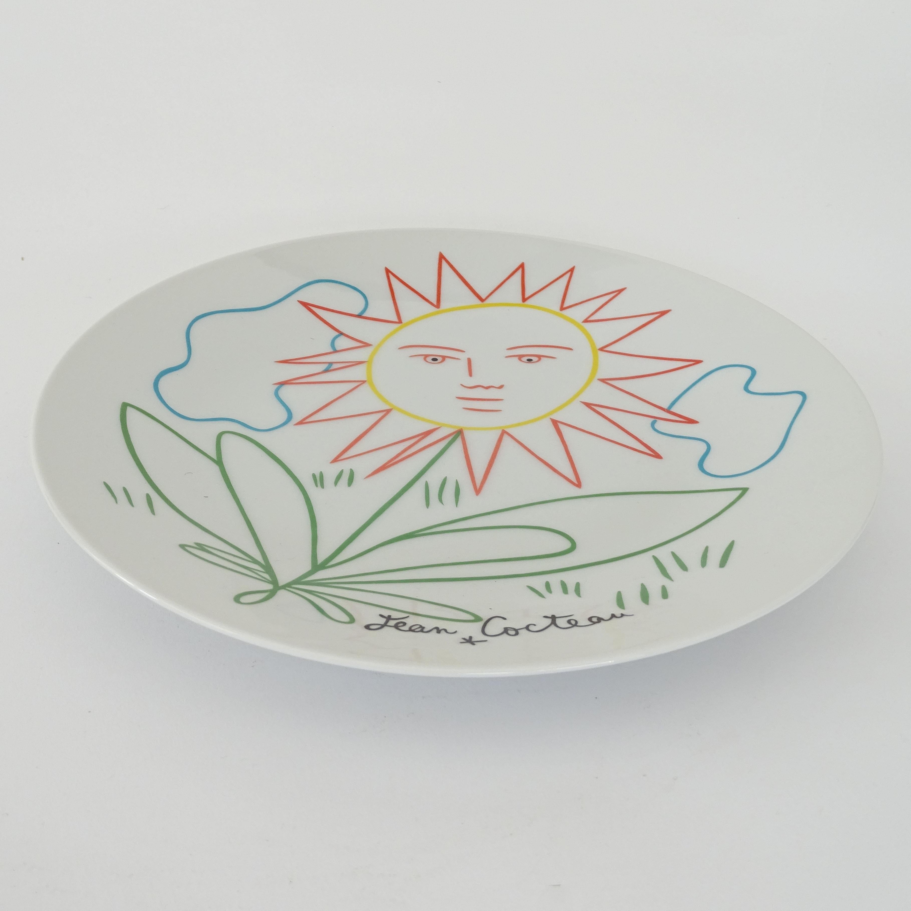 Jean Cocteau flower wall plate for Fenwick, France 1960s In Excellent Condition For Sale In Milan, IT
