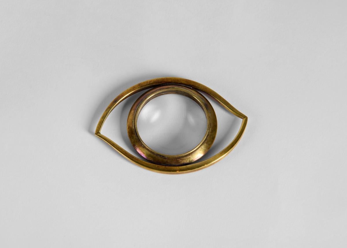 Brass Jean Cocteau for Hermès, Oeil de Cléopatre, Magnifying Glass, France, circa 1960