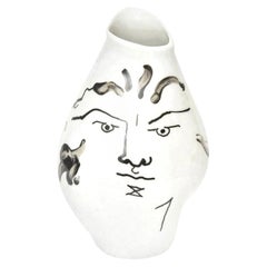 Jean Cocteau für Rosenthal Tetes Gesicht Porzellan Handbemalte Vase Gefäß