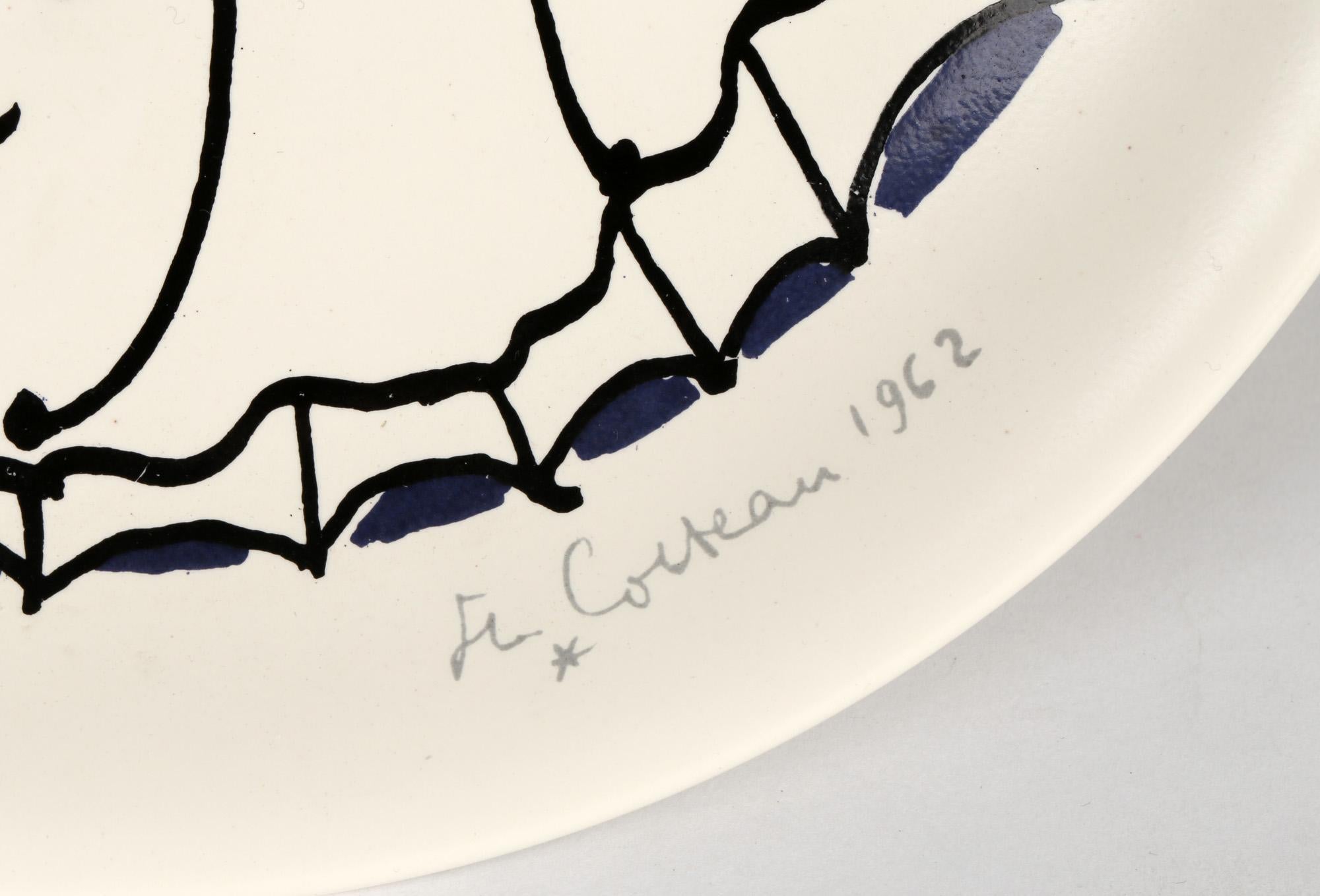 Jean Cocteau Japanese Seyei Porcelain Faun Decorated Plaque 4