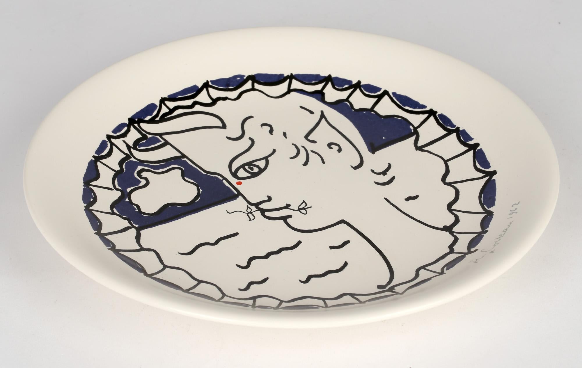 Jean Cocteau Japanese Seyei Porcelain Faun Decorated Plaque 6