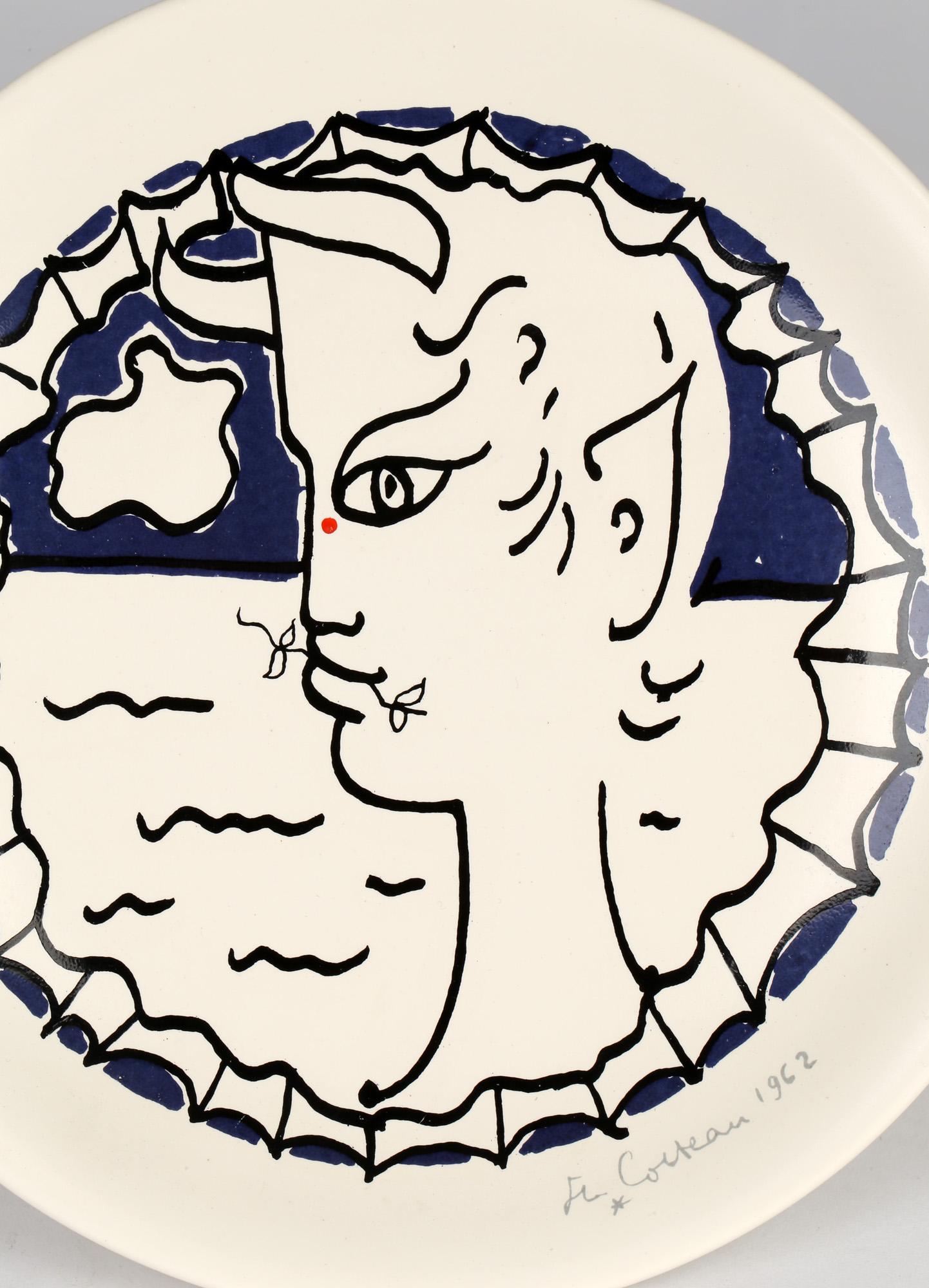 Jean Cocteau Japanese Seyei Porcelain Faun Decorated Plaque 2