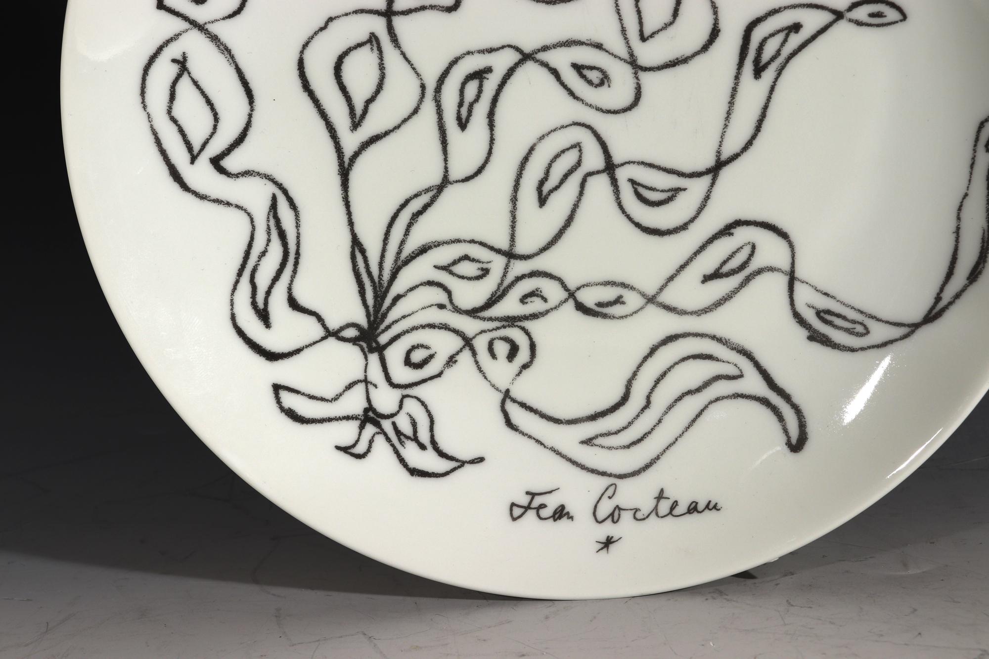 Mid-Century Modern Jean Cocteau Limoge Porcelain Plate, La Fête 'Celebration', Designed 1961