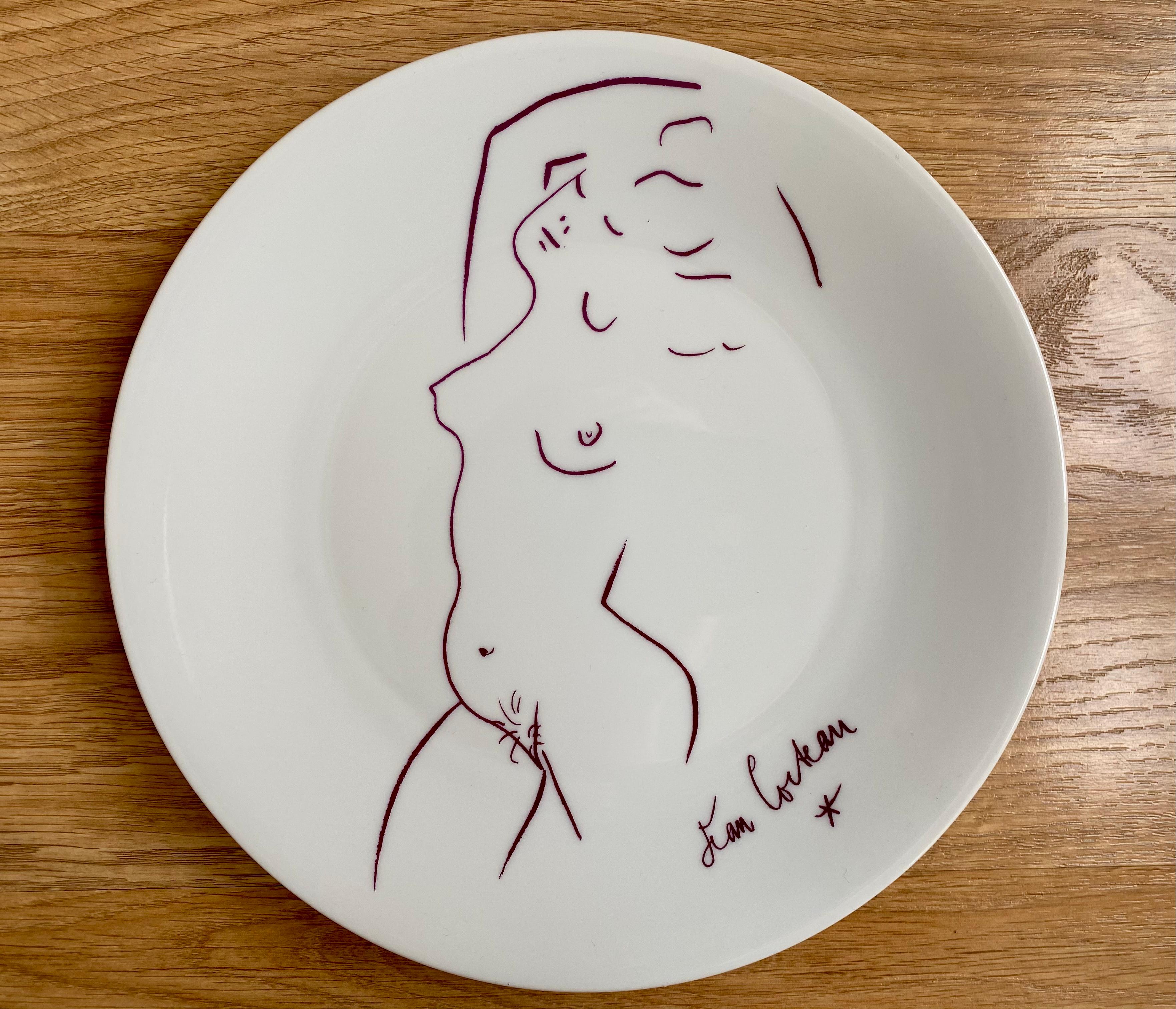 Jean Cocteau, Limoges Porcelain Plate « Naked » Number 17/125, 20th Century 3