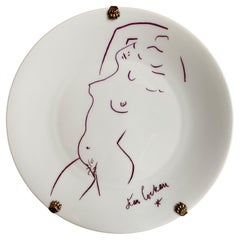Jean Cocteau, Limoges Porcelain Plate « Naked » Number 17/125, 20th Century