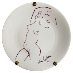 Jean Cocteau, Limoges Porcelain Plate « Naked » Number 17/125, 20th Century