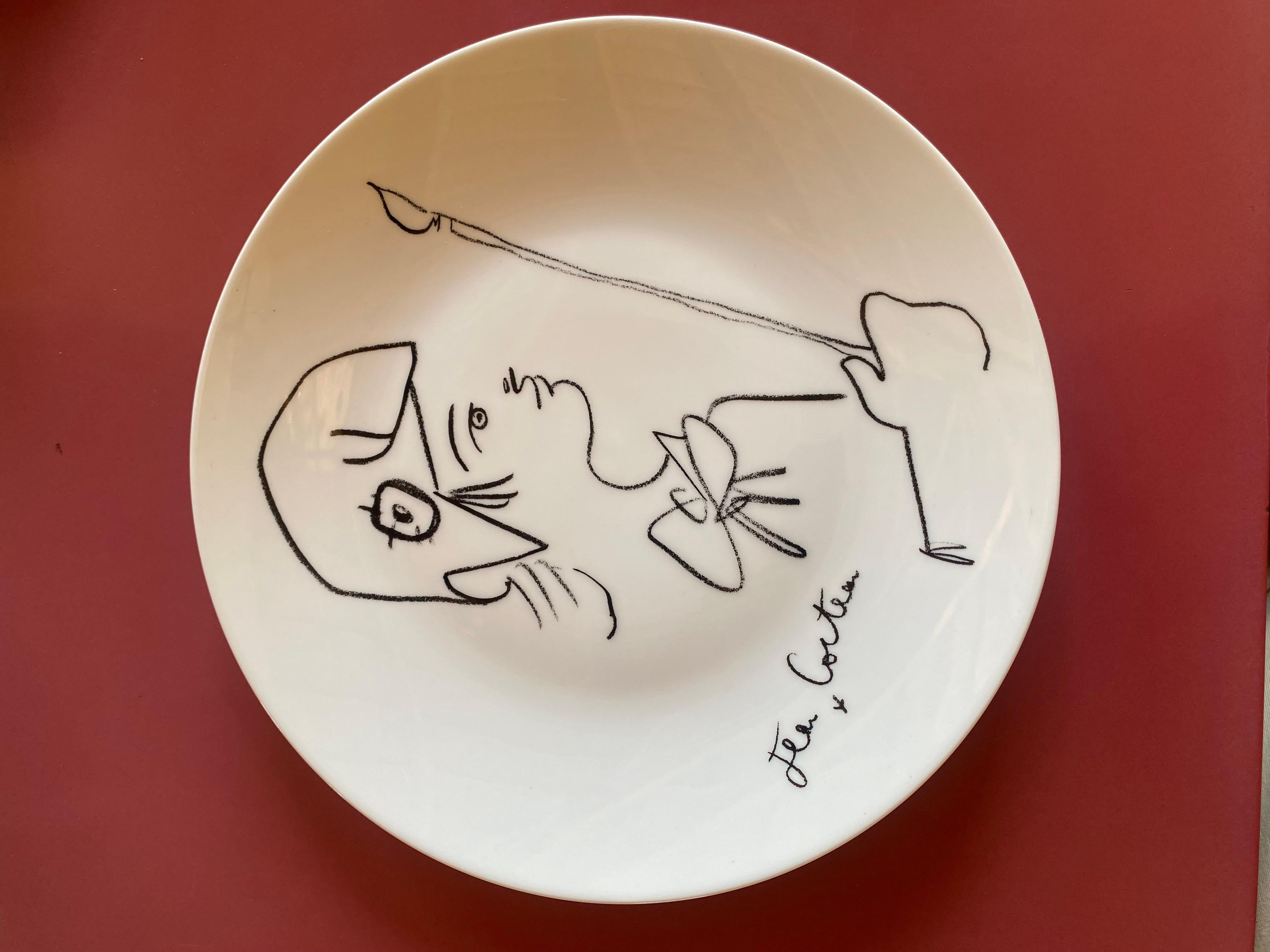 Jean Cocteau  Marianne  Dekorative Platte  Unterzeichnet im Zustand „Hervorragend“ im Angebot in Saint ouen, FR