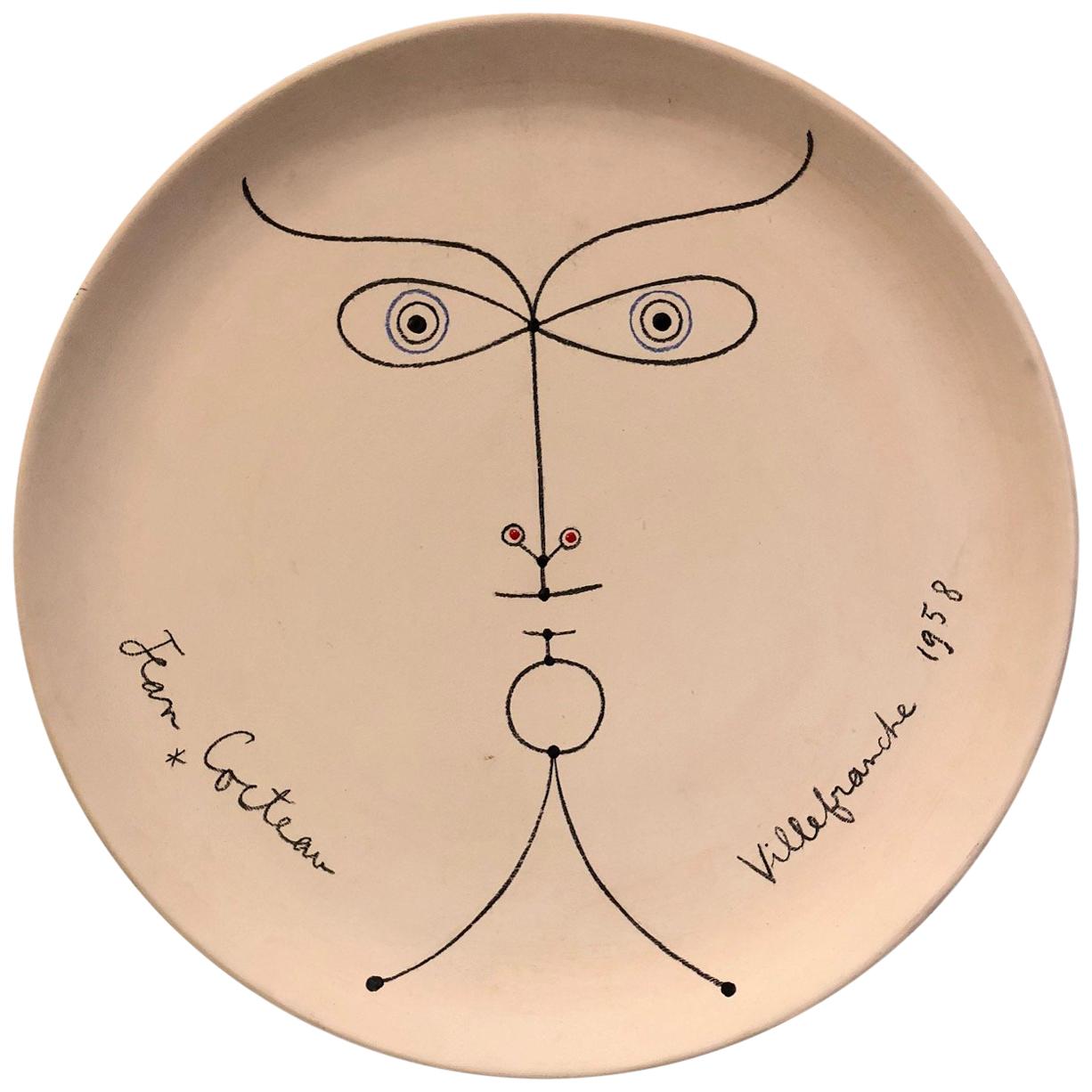 Jean Cocteau Original Edition Ceramic Dish "La Joconde" , 1958