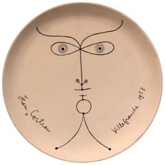 Plat en céramique d'origine « La Joconde » de Jean Cocteau, 1958