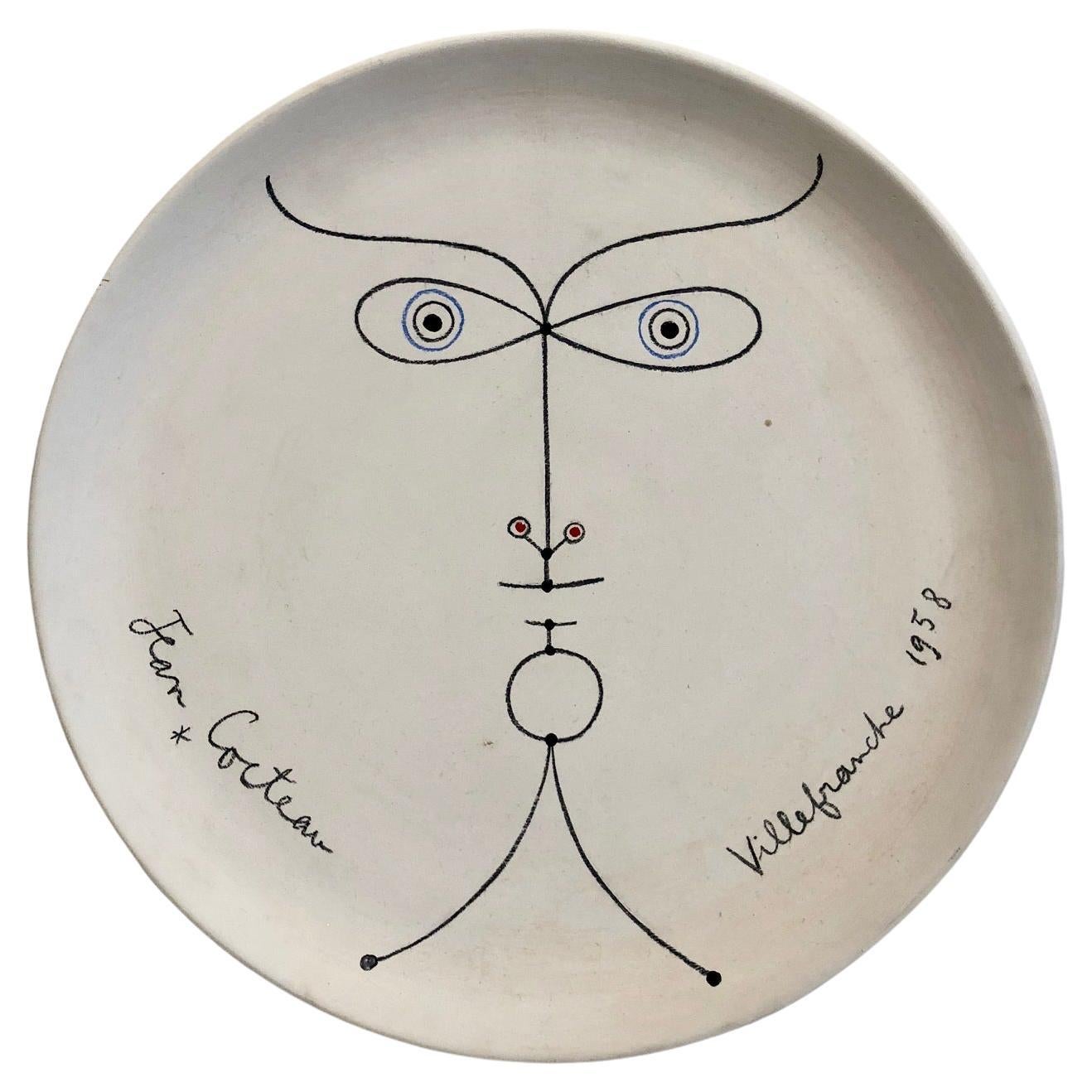Jean Cocteau Original Edition Ceramic Dish "La Joconde" , 1958 For Sale