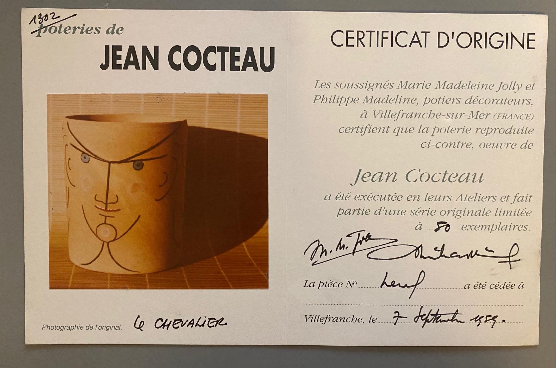 Tasse en céramique d'origine « Le Chevalier » de Jean Cocteau, 1959 en vente 1