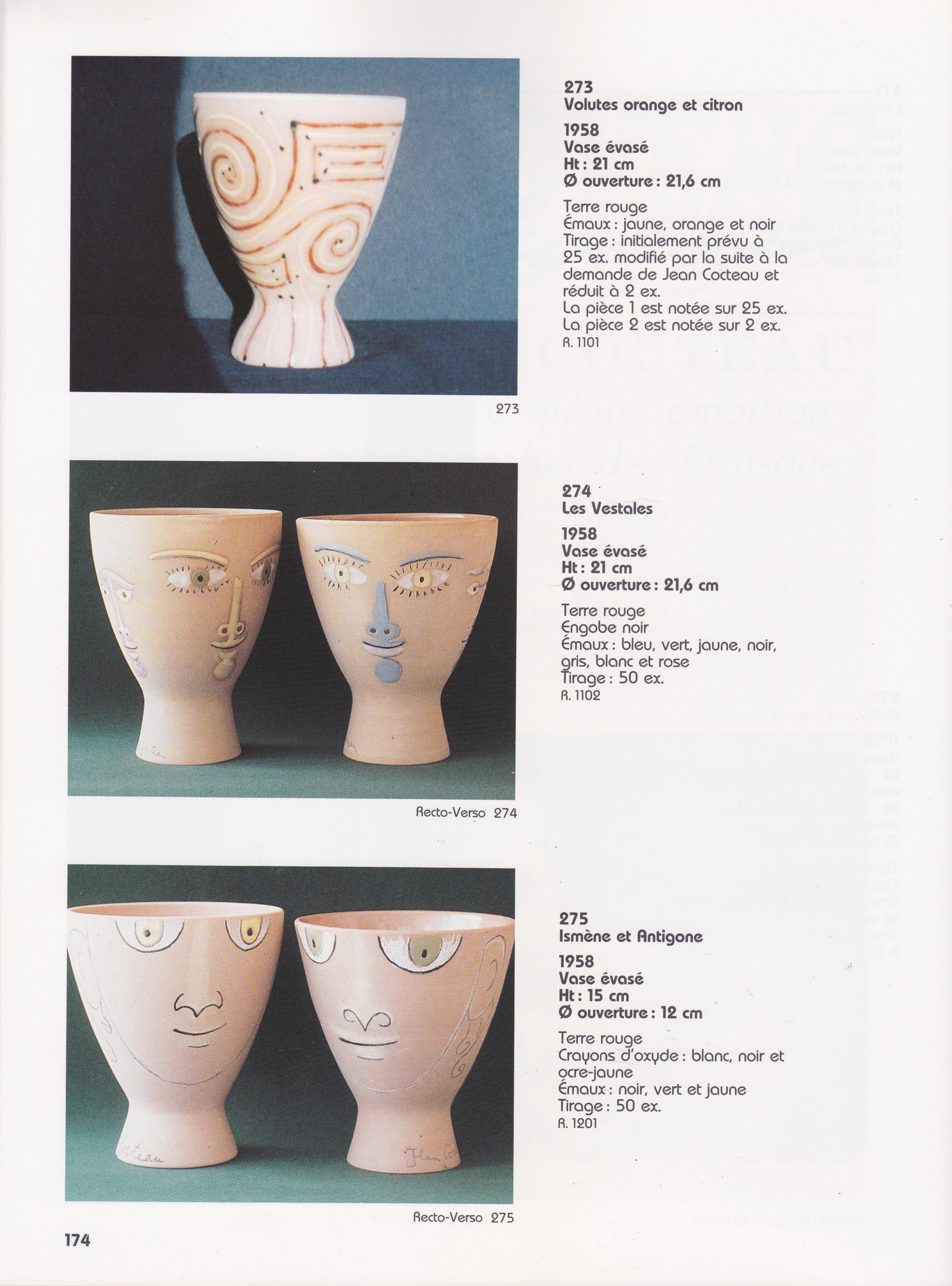 Mid-20th Century Jean Cocteau Original Edition Ceramic Vase 
