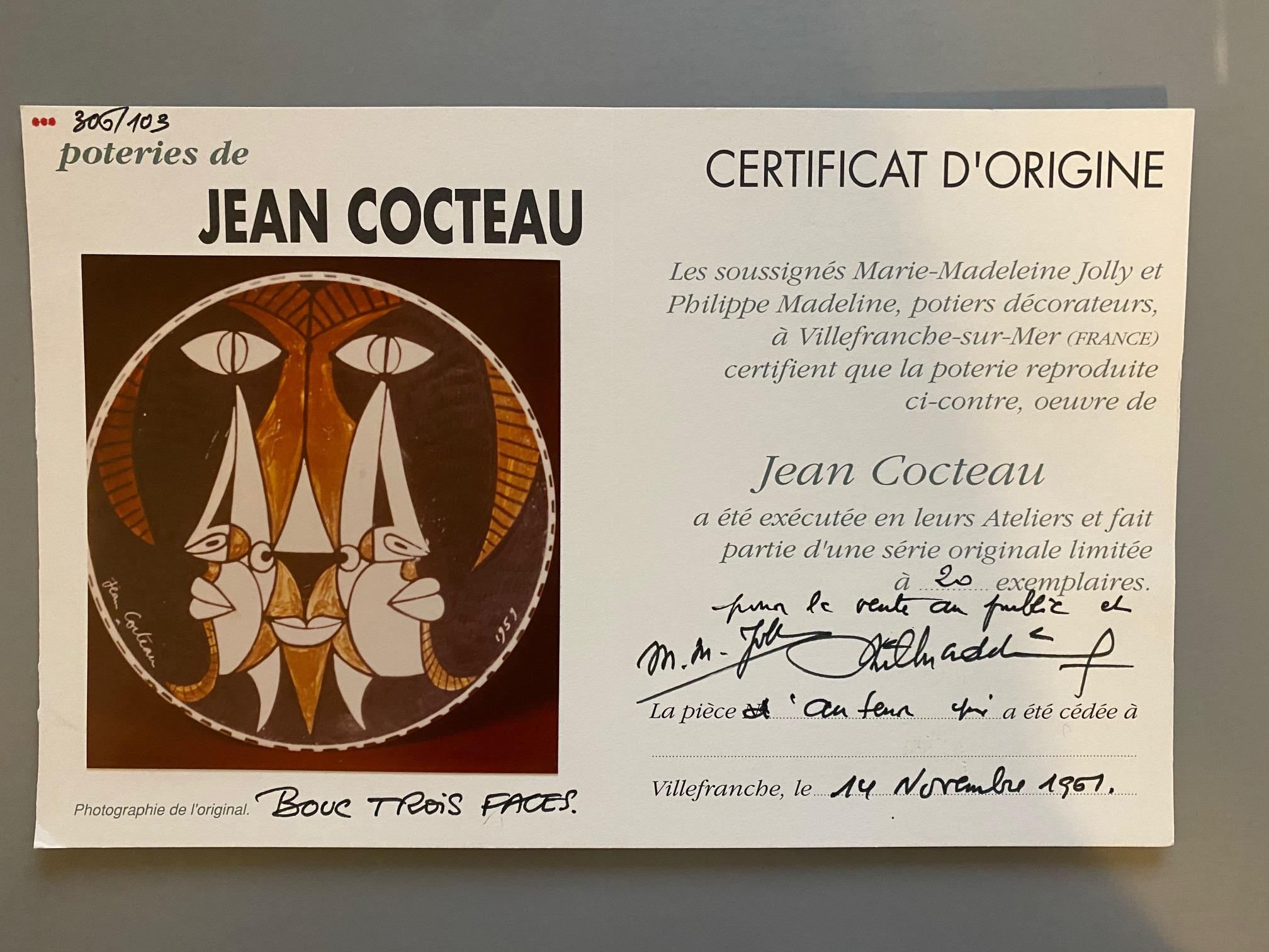 Jean Cocteau Original Edition Large Ceramic Dish 