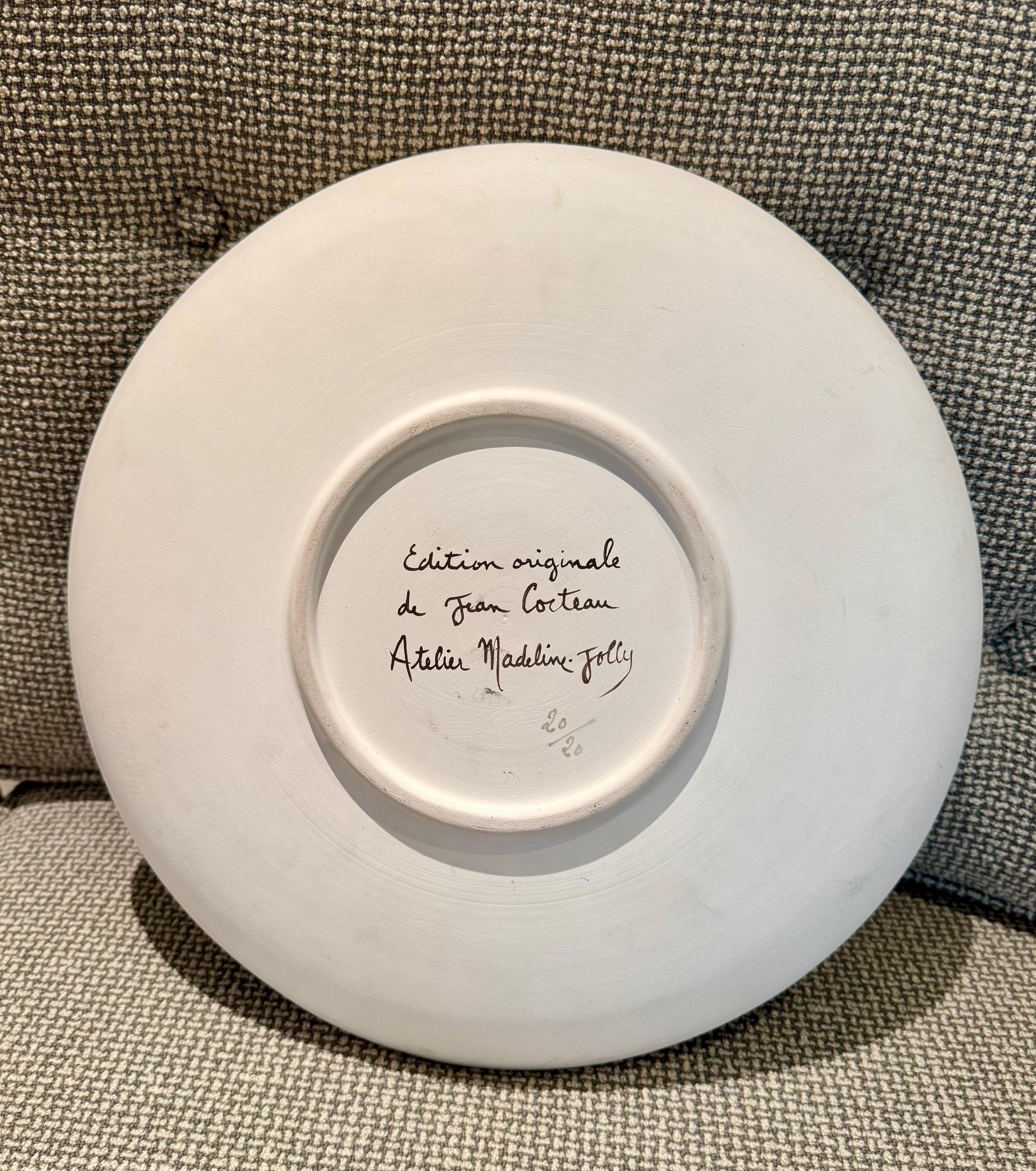 Grand plat en céramique « Indes » de Jean Cocteau, édition d'origine, 1958 en vente 2