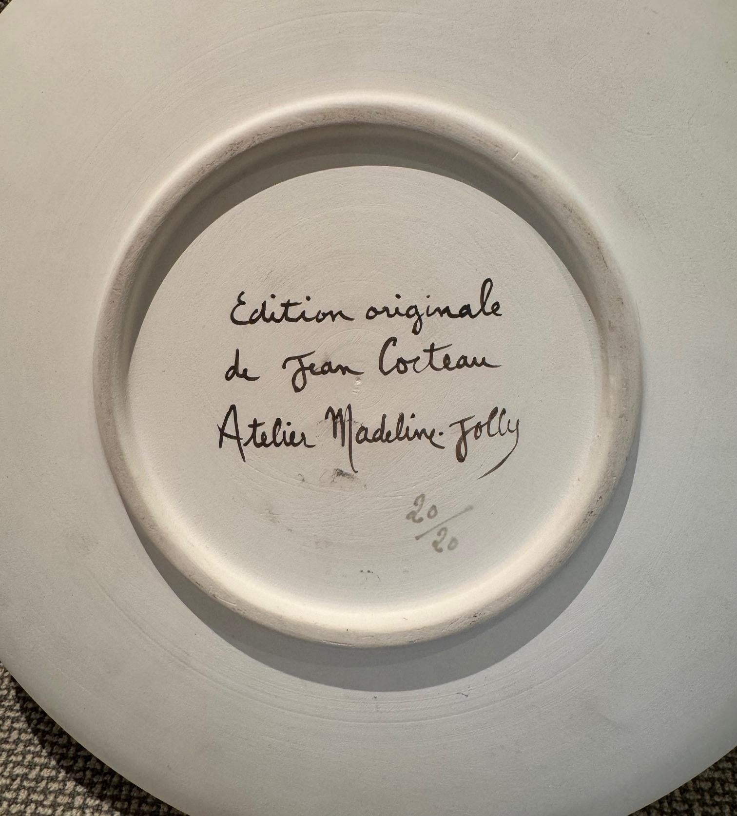 Grand plat en céramique « Indes » de Jean Cocteau, édition d'origine, 1958 en vente 3