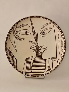 Piatto grande in ceramica "Indes" di Jean Cocteau in edizione originale, 1958