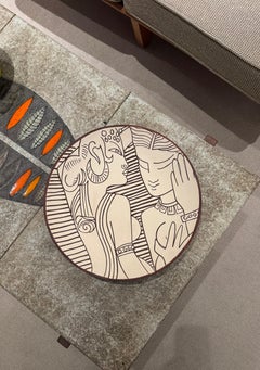 Piatto grande in ceramica di Jean Cocteau in edizione originale "Indes médiévales", 1961