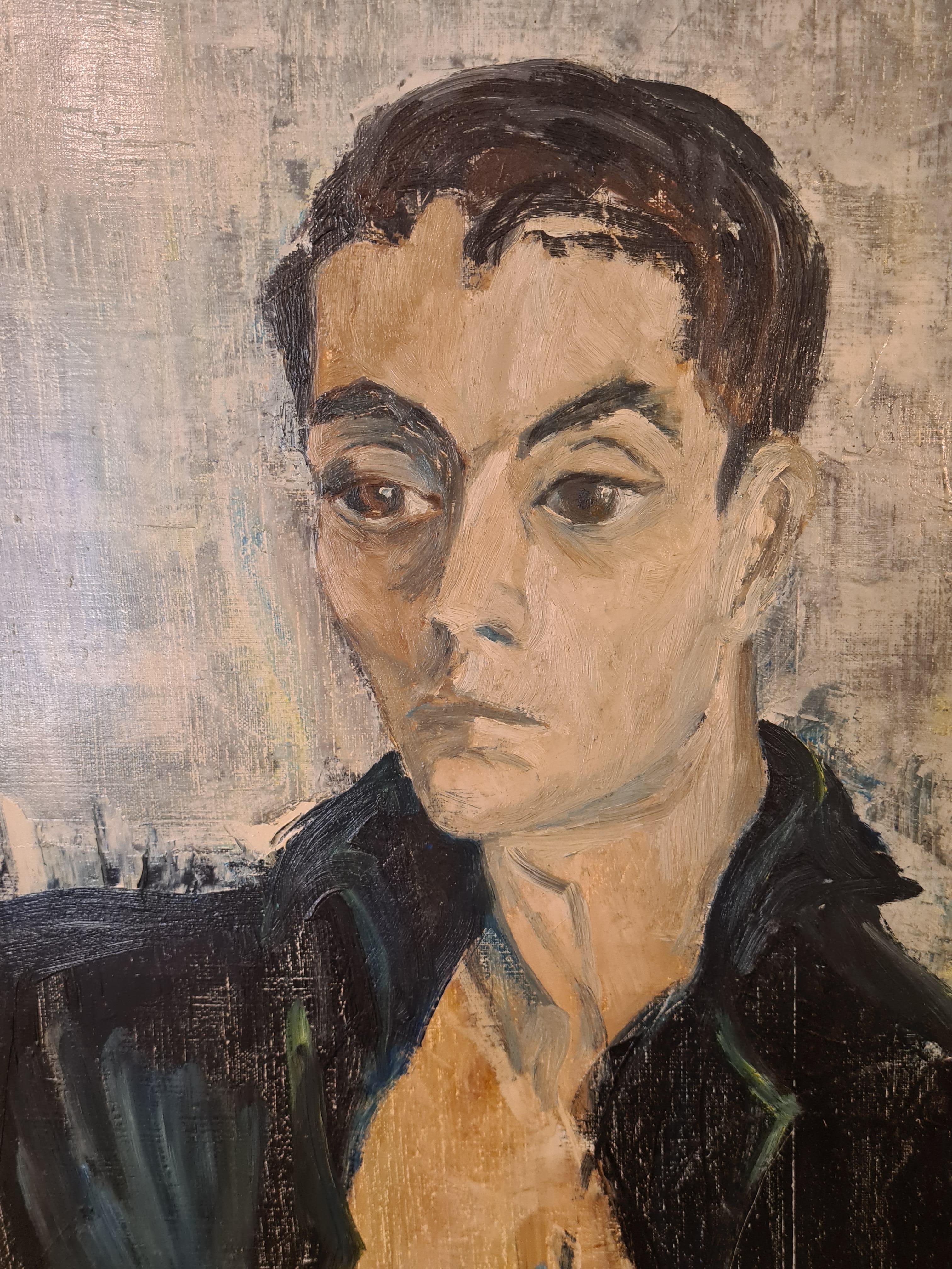 Insouciance, portrait de Max Vigon, ami de Jean Cocteau, milieu du 20e siècle. en vente 1