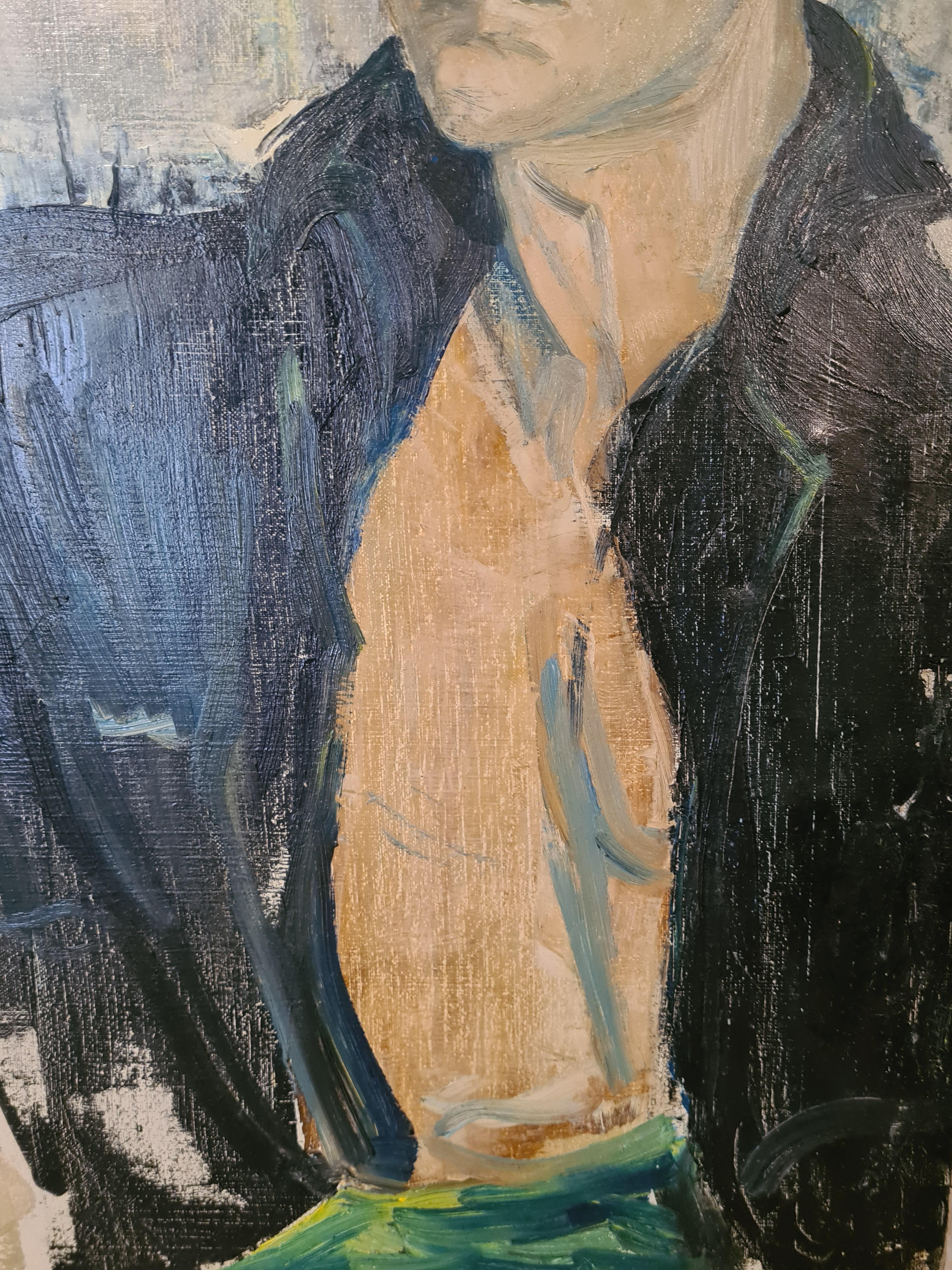 Insouciance, portrait de Max Vigon, ami de Jean Cocteau, milieu du 20e siècle. en vente 3