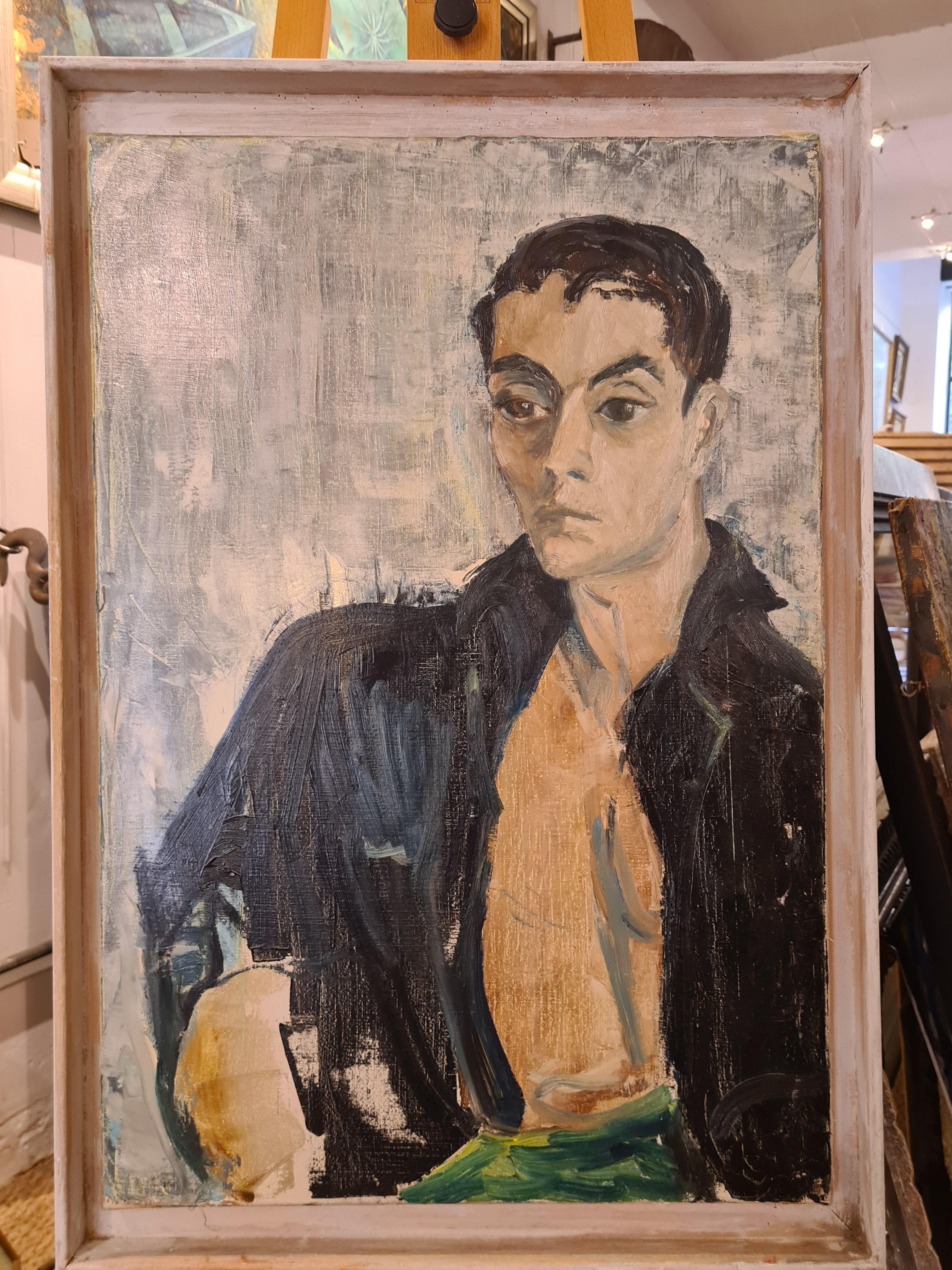 Insouciance, portrait de Max Vigon, ami de Jean Cocteau, milieu du 20e siècle. en vente 5