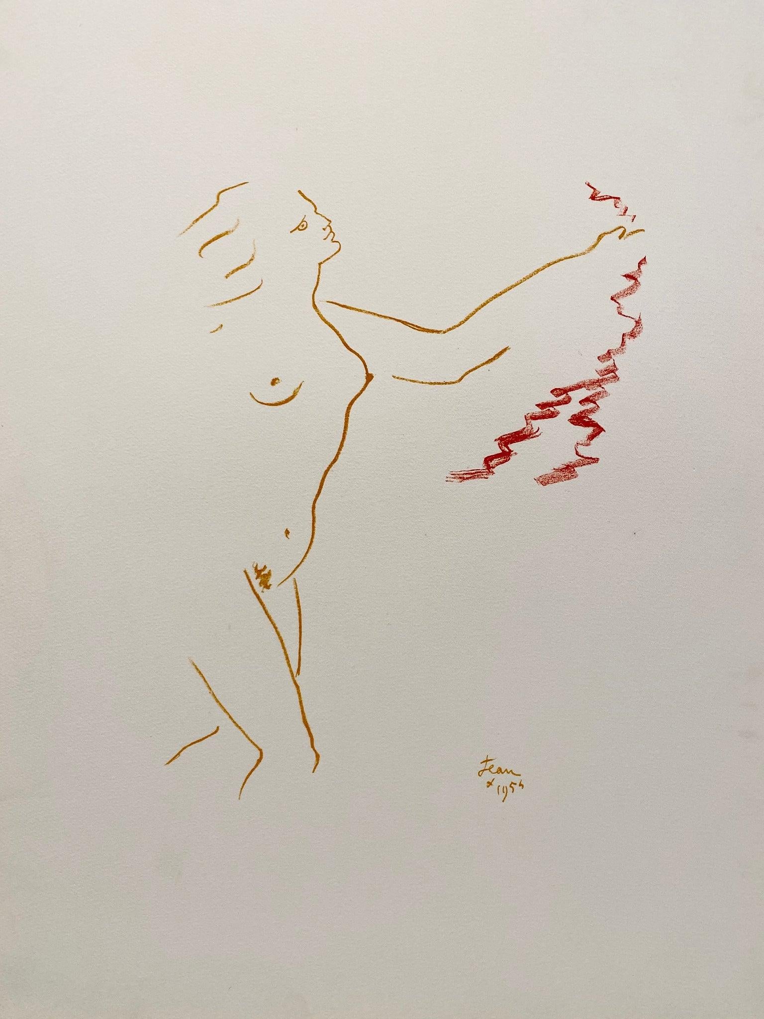 Künstler: Jean Cocteau

Medium: Original-Lithographie, 1956 / 1975

Abmessungen: 19.5 x 25,5 Zoll, 49,5 x 64,8 cm

Arches Papier - Ausgezeichneter Zustand A

Diese Originallithographie stammt aus der illustrierten Mappe: "Jean Cocteau: 25
