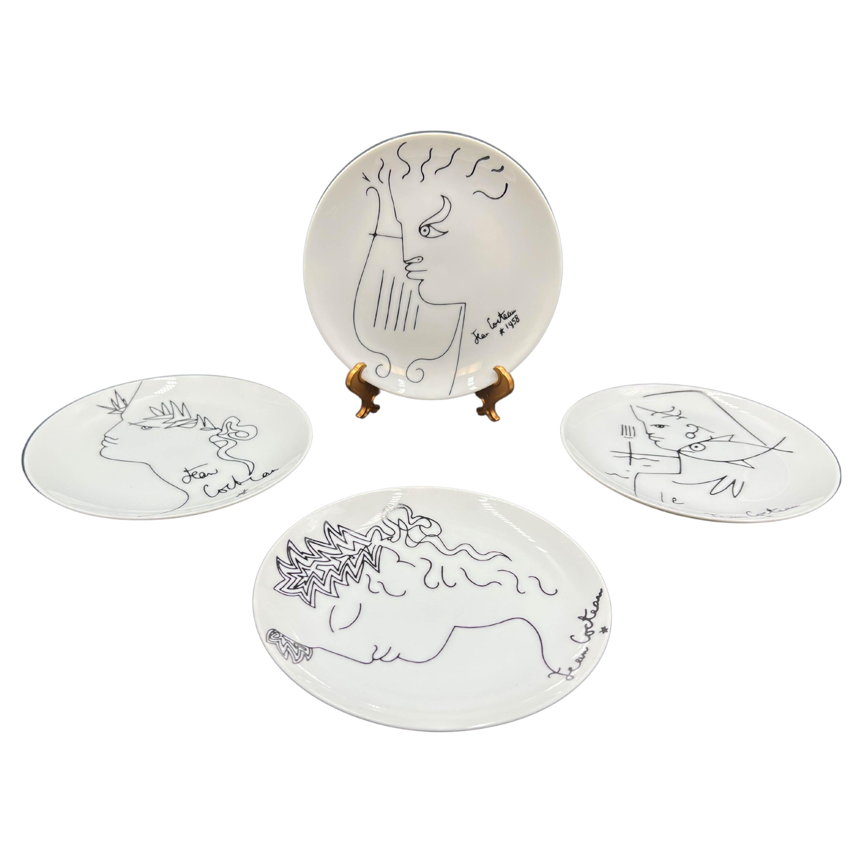 Jean Cocteau Plates by Limoges, 1958 - Set of 4 For Sale