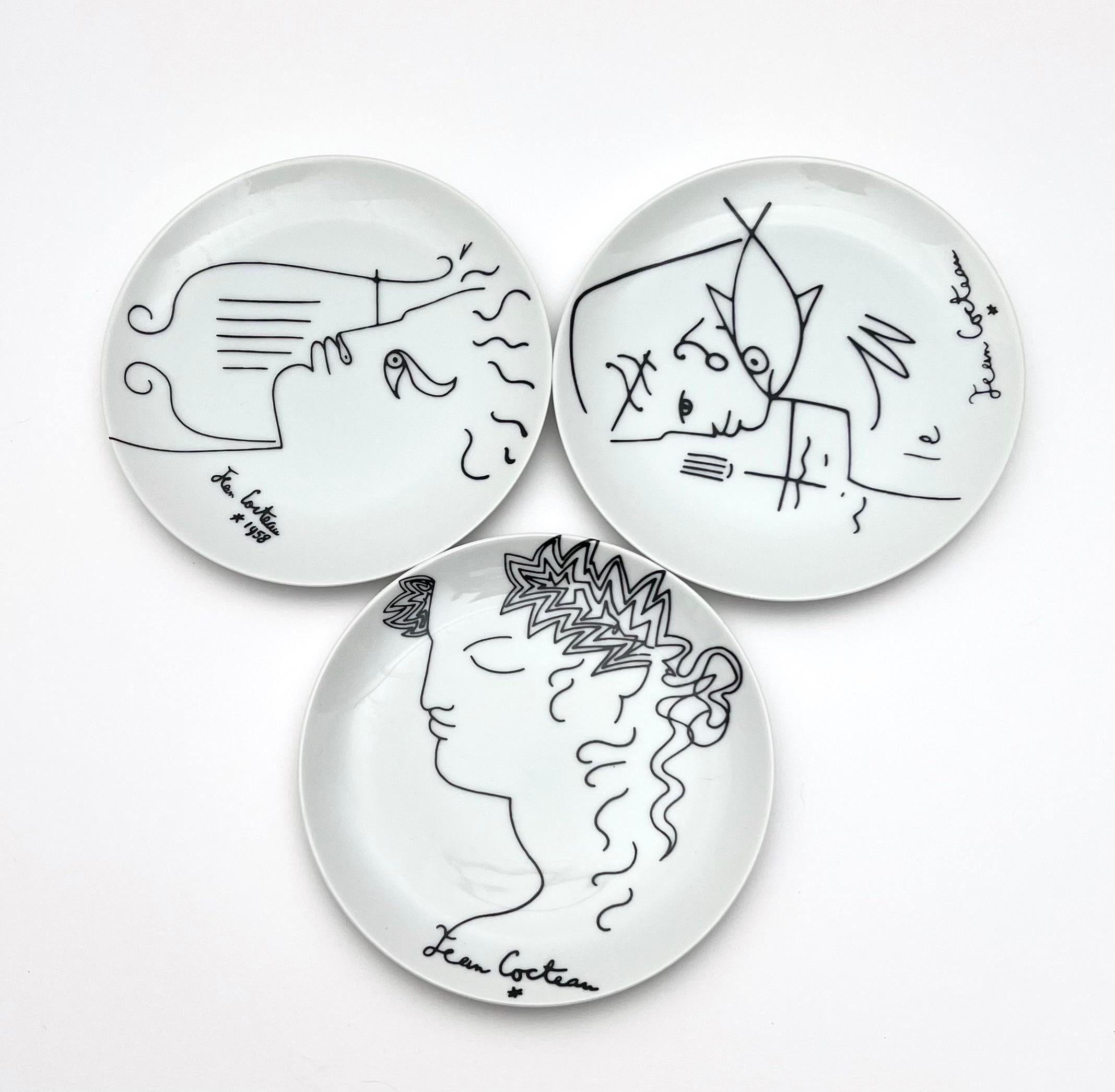 Jean Cocteau Plates by Limoges, Set of 8 In Good Condition In New York, NY