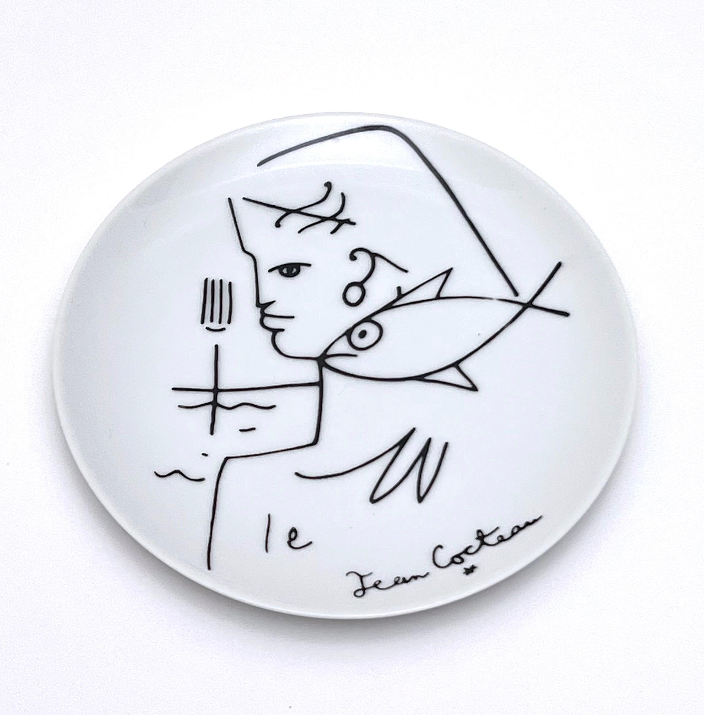 Mid-20th Century Jean Cocteau Plates by Limoges, Set of 8