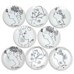 Jean Cocteau Plates by Limoges, Set of 8