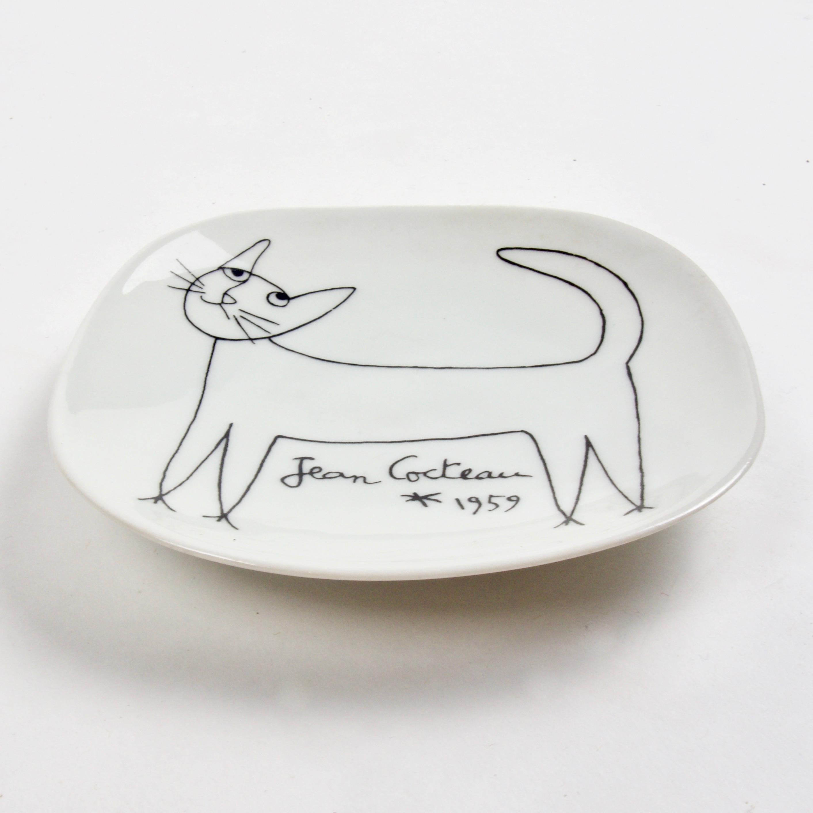 Jean Cocteau Porcelain Dish for Limoges, 1959 In Good Condition In London, GB