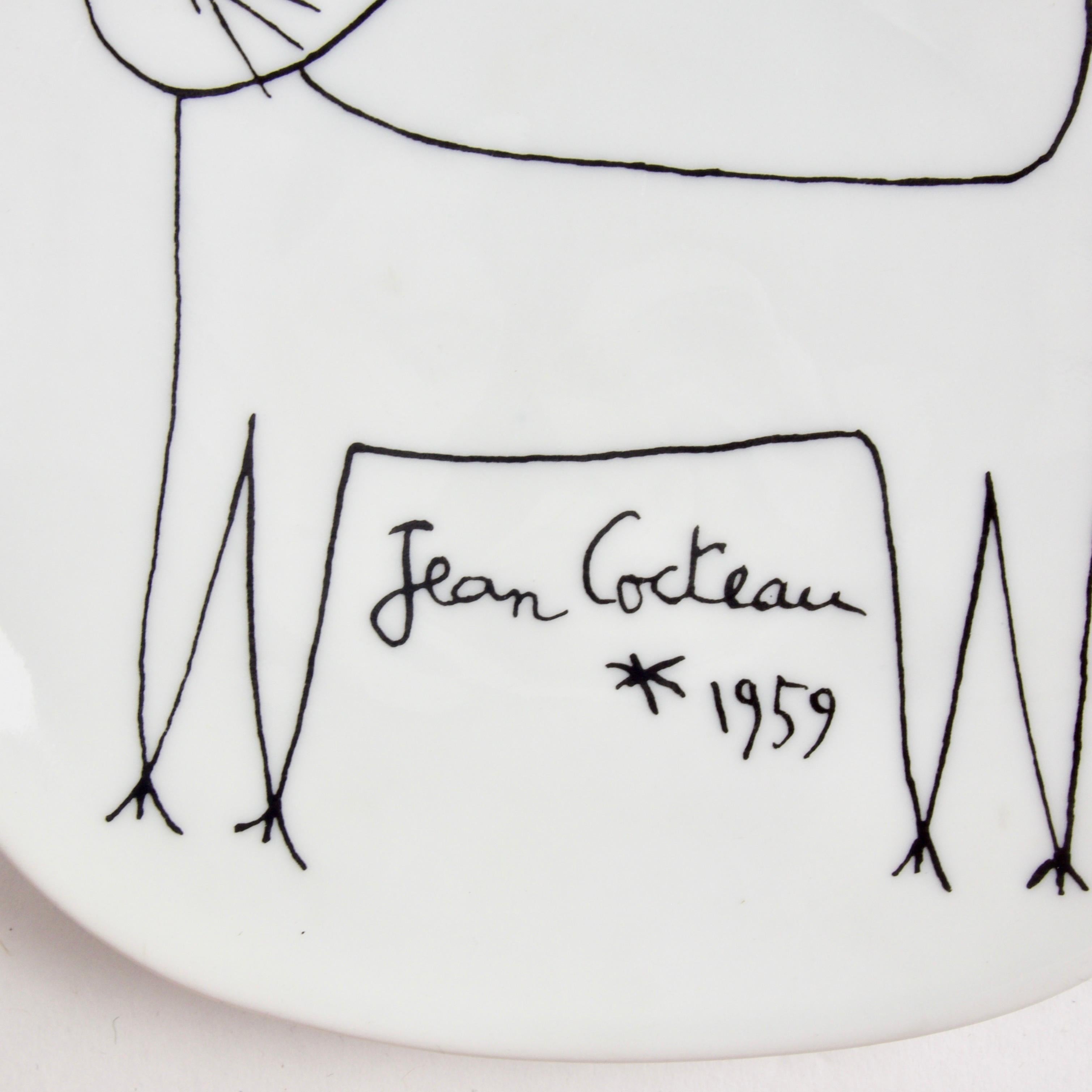 Mid-Century Modern Assiette en porcelaine Jean Cocteau pour Limoges:: 1959