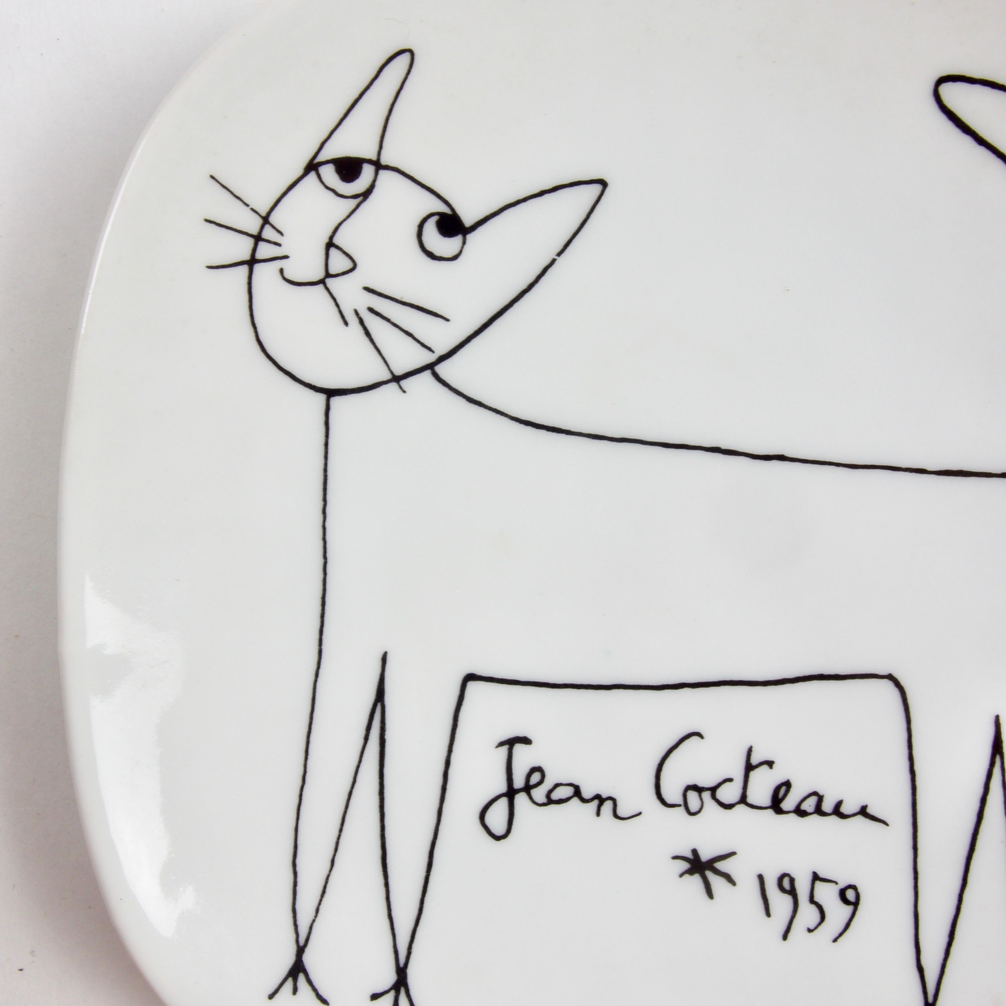 Français Assiette en porcelaine Jean Cocteau pour Limoges:: 1959