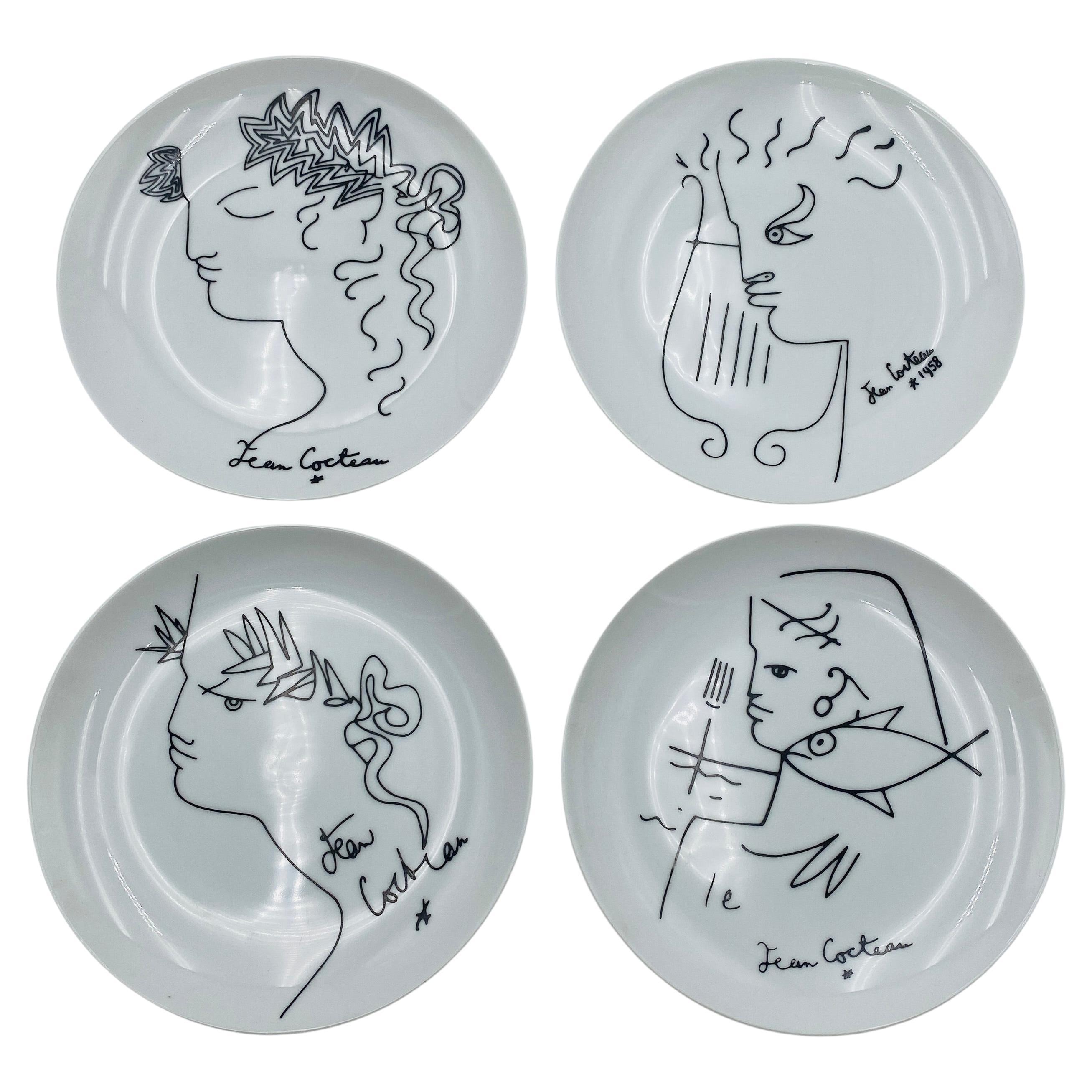 Jean Cocteau Porcelain Plate Limoges France Set of 4