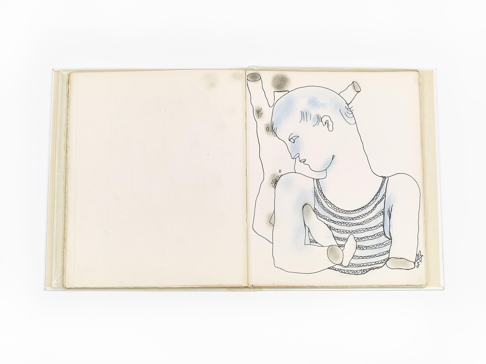 Portrait Print Jean Cocteau - " LE LIVRE BLANC  "  18 lithographies originales en couleur. Germaine KRULL .Exemplaire d.