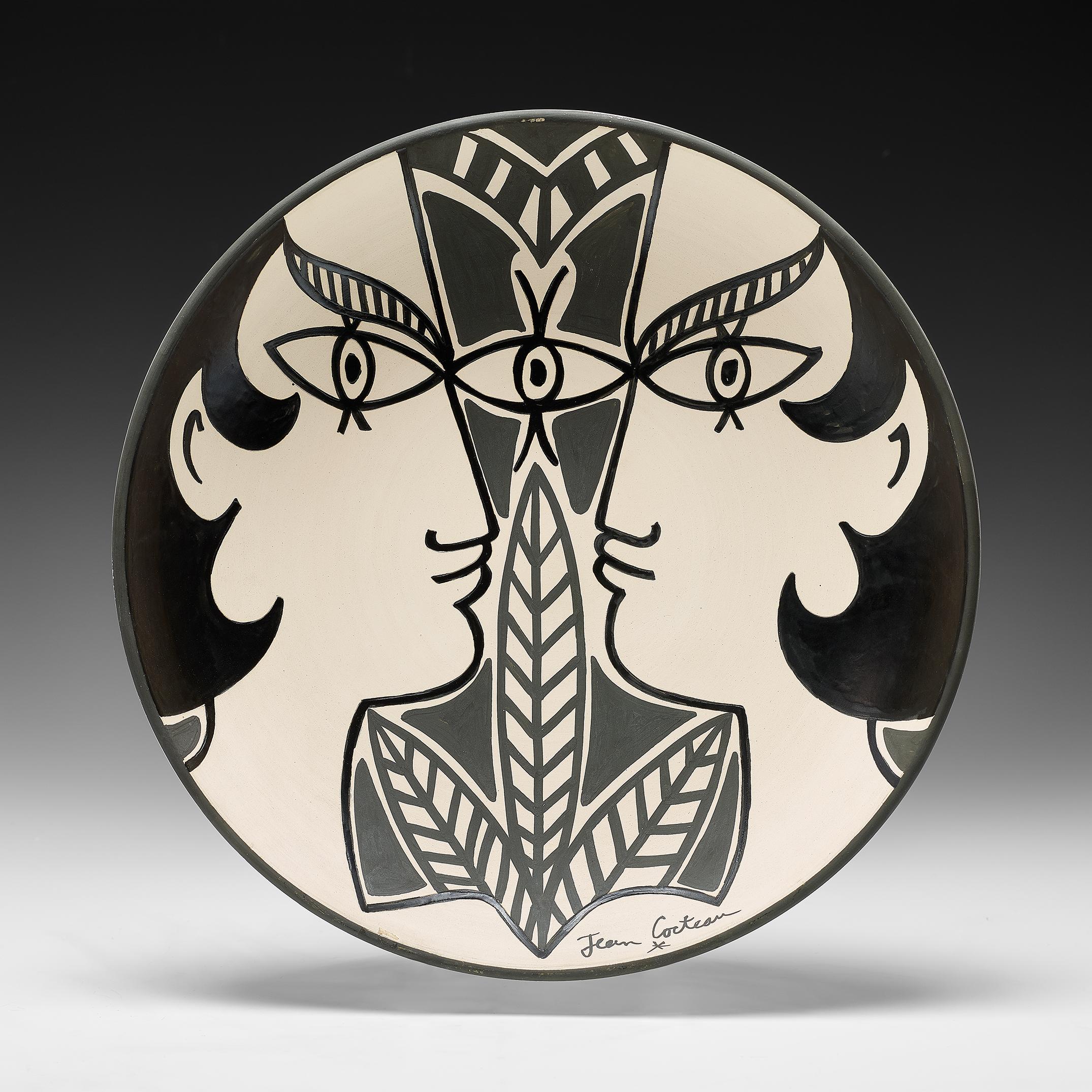 " Le Thêatre Antique " glazed earthenware plate Centre Méditerranéen Cap d'ail