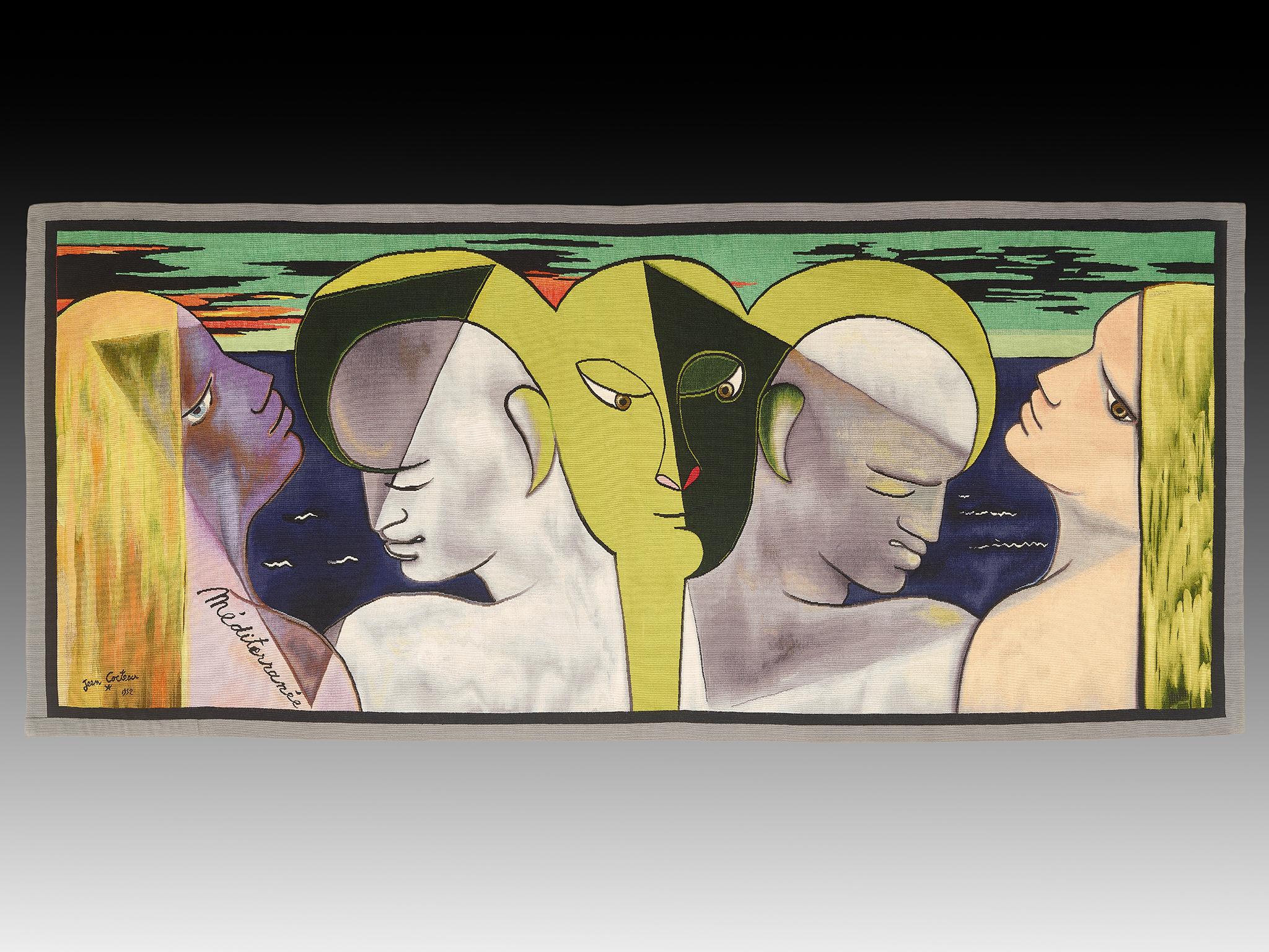 Jean Cocteau Figurative Print - " Méditerranée " Unic Tapestry