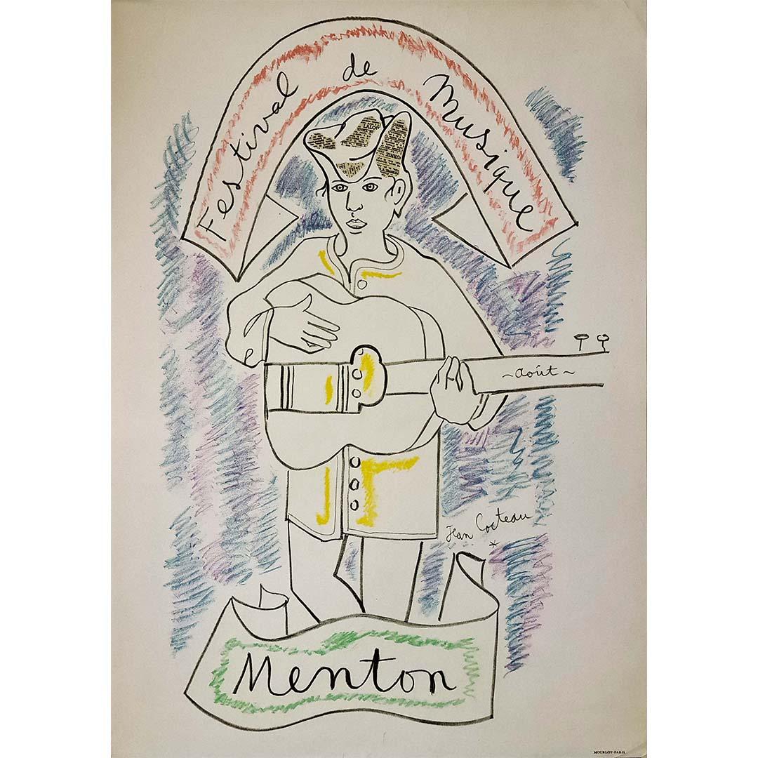 Originalplakat von Jean Cocteau für das Festival of Music in Menton, 1955 im Angebot 1