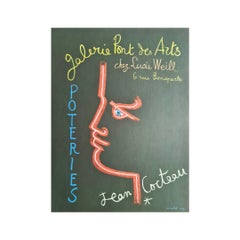 1958 Original exhibition poster of Jean Cocteau and his pottery