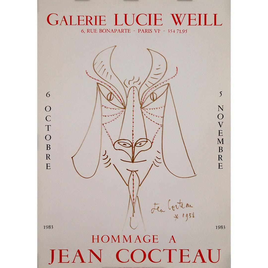 1983 Original-Ausstellungsplakat Hommage à Jean Cocteau in der Galerie Lucie Weill