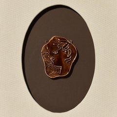 Alexandre Ceramic Pendant, Art Deco, Circa 1958, Rare, Framed