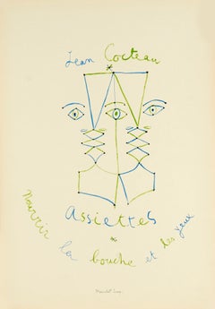 Assiettes, Nourrir Les Bouches et Les Yeux de Jean Cocteau - lithographie