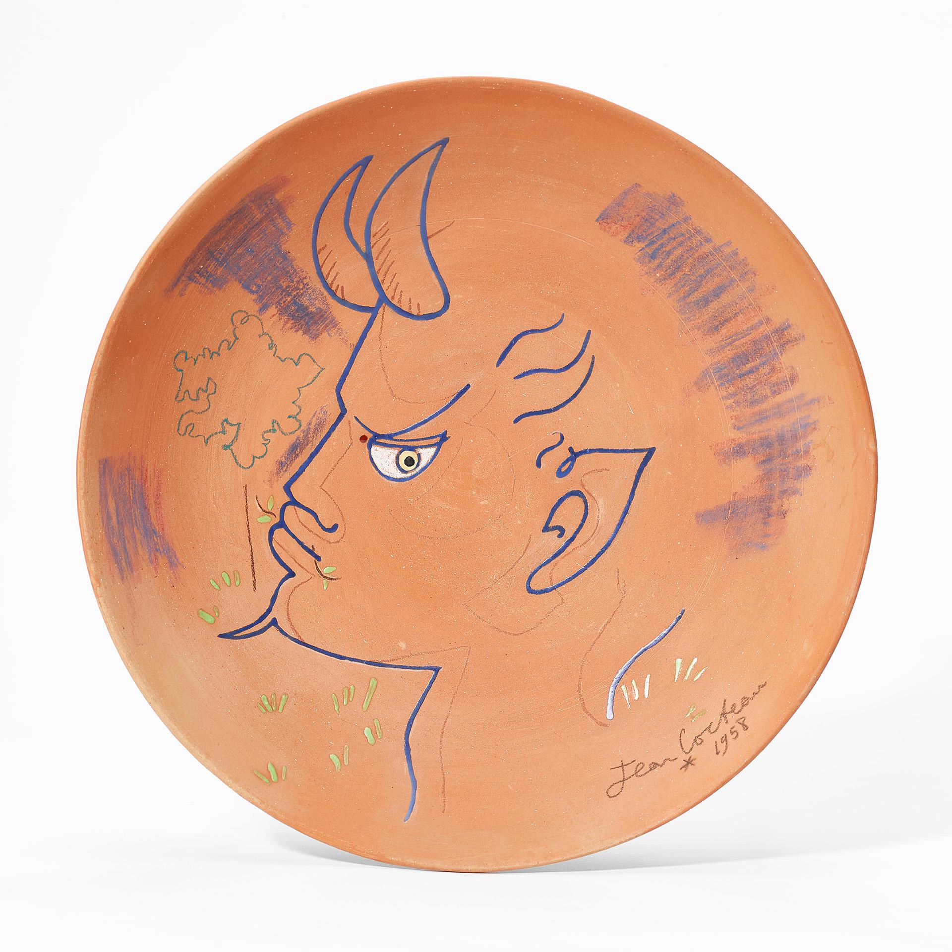Chèvre-Pied Broutant Terracotta Plate, Signed, 1958, Edition 4/30