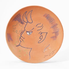 Chèvre-Pied Broutant Terracotta Plate, Signed, 1958, Edition 4/30