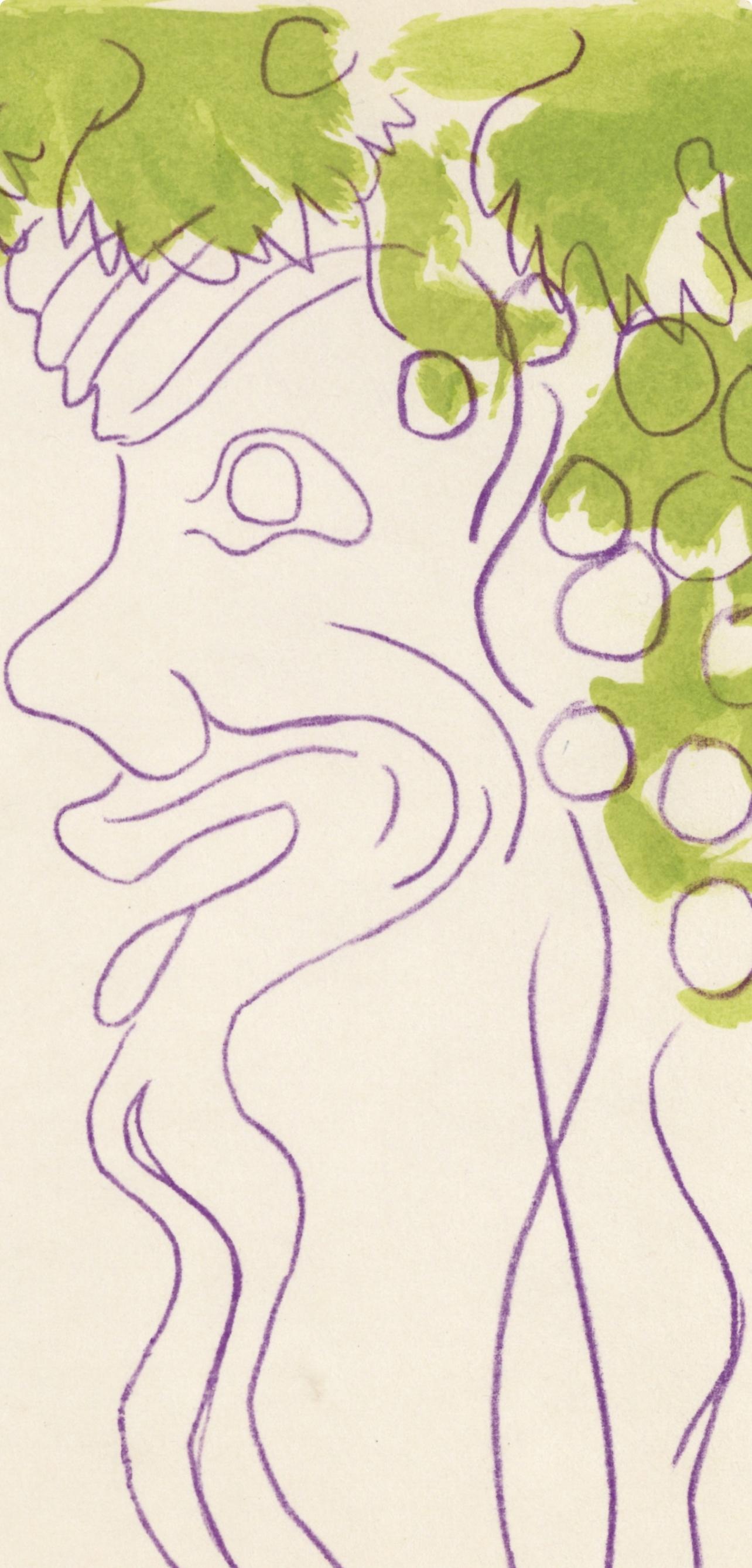 Cocteau, Bacchante assise, Vins, Fleurs et Flammes (after) - Print by Jean Cocteau