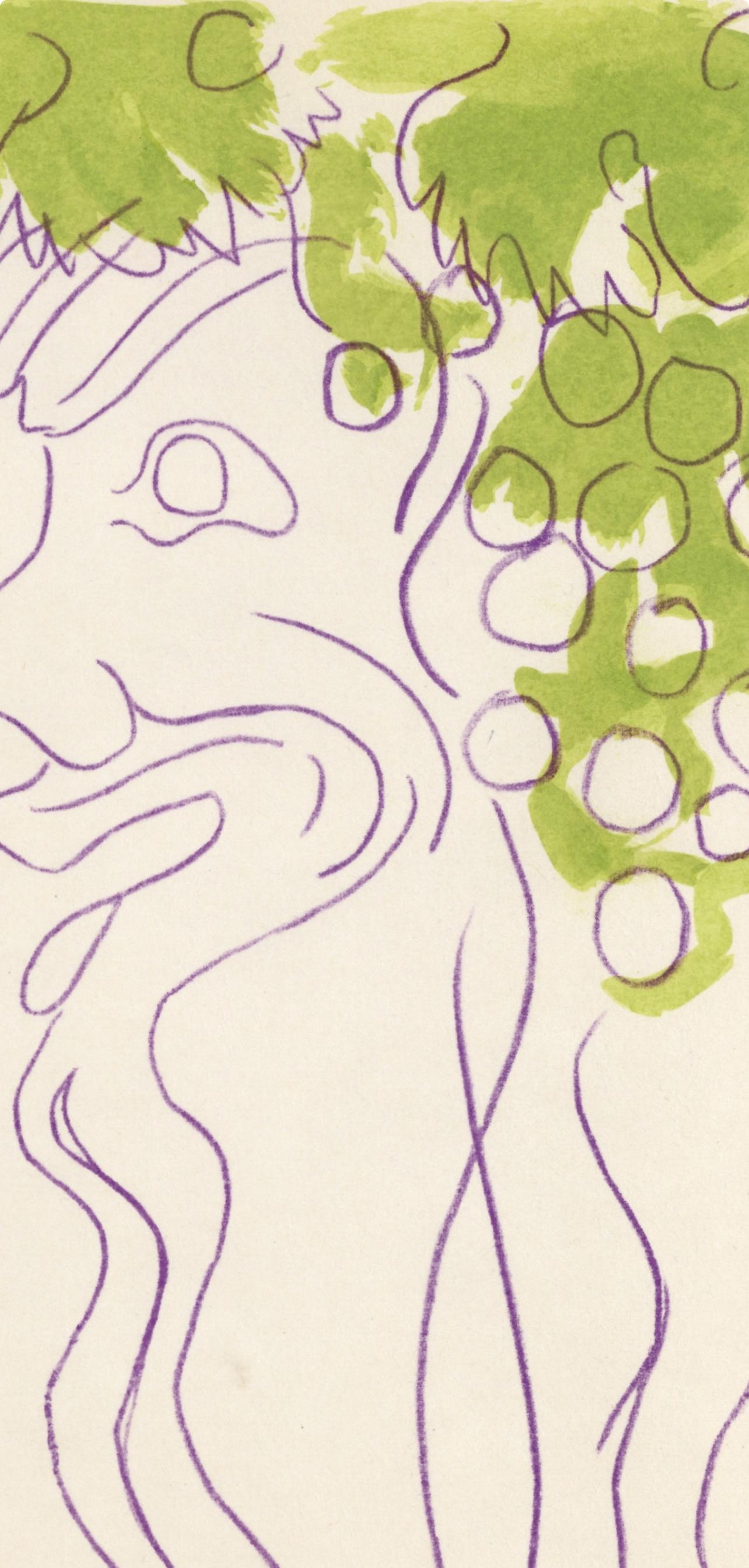 Cocteau, Bacchante assise, Vins, Fleurs et Flammes (after) - Modern Print by Jean Cocteau