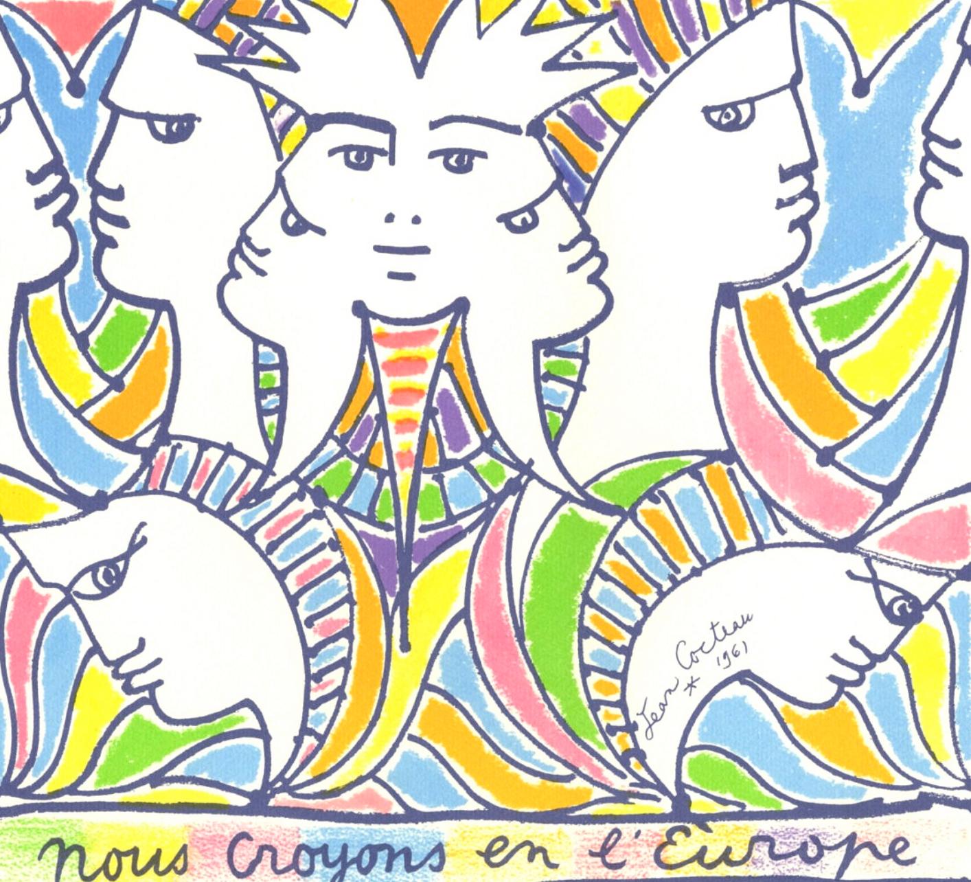 Cocteau, Composition, Nous croyons en l'Europe (after) - Print by Jean Cocteau