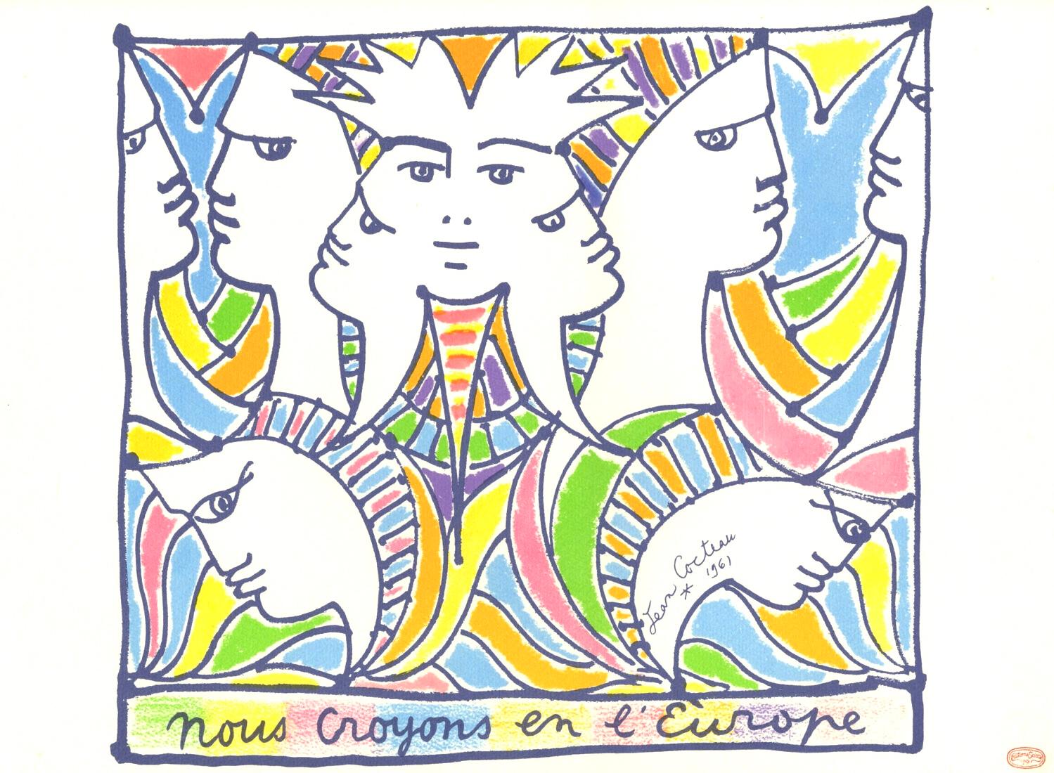 Cocteau, Composition, Nous croyons en l'Europe (after) For Sale 1