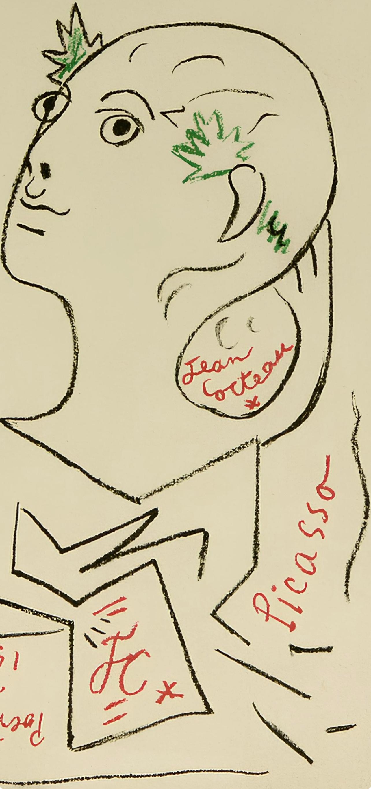 Cocteau, Composición, Sous le Manteau de Feu (después) - Print de Jean Cocteau